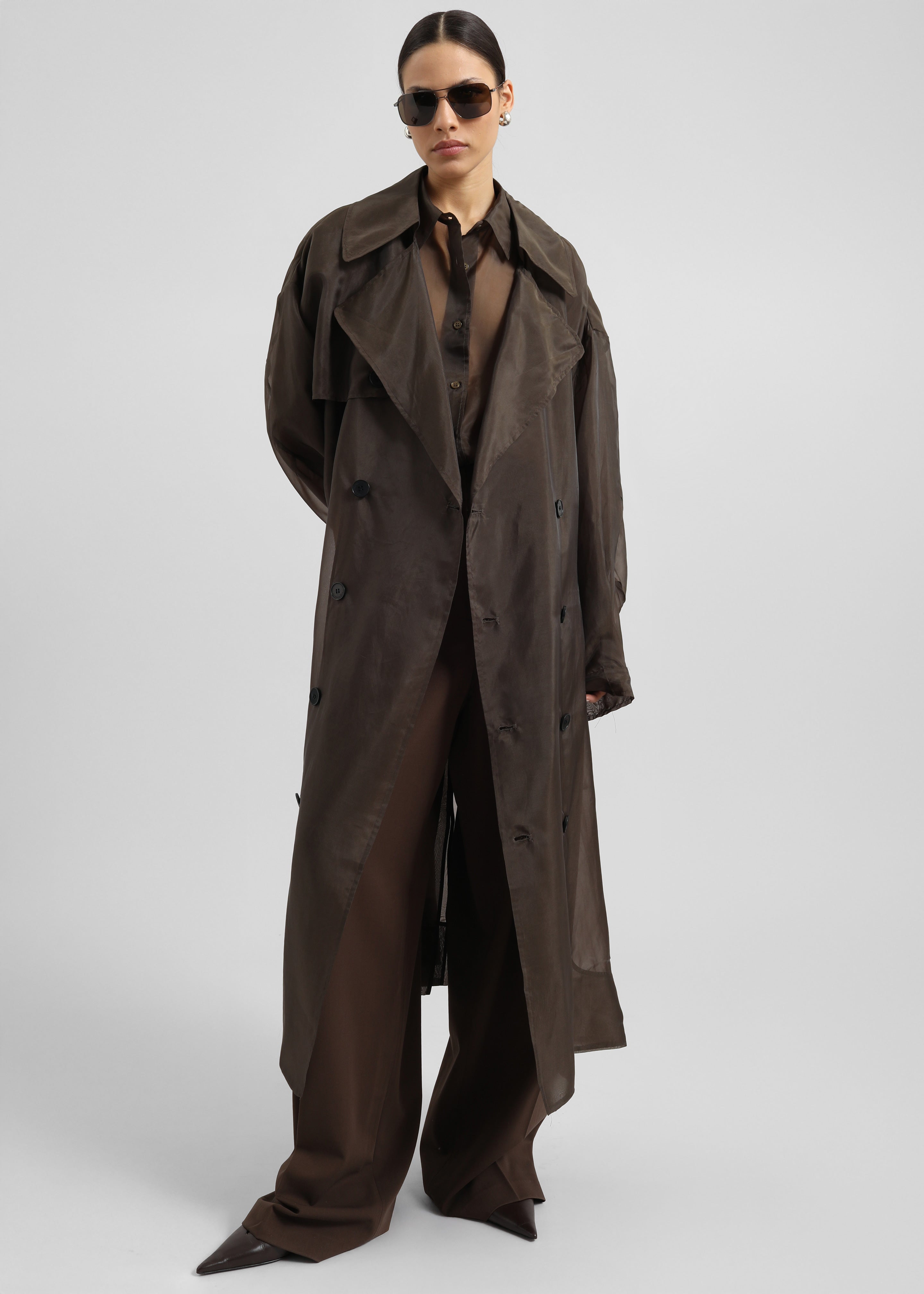 Mavis Oversized Sheer Trench - Brown – The Frankie Shop Europe