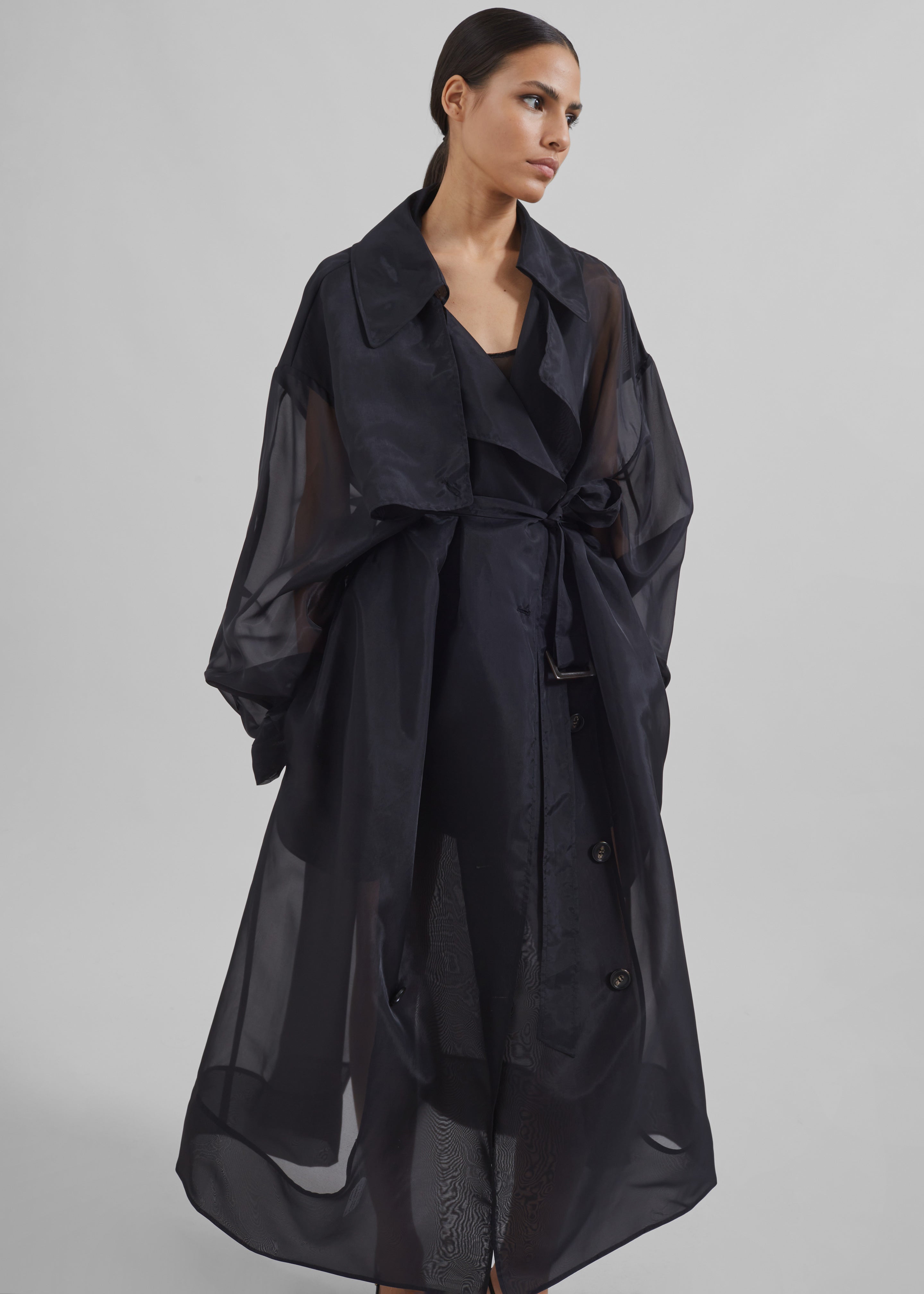 Mavis Oversized Sheer Trench - Black - 5