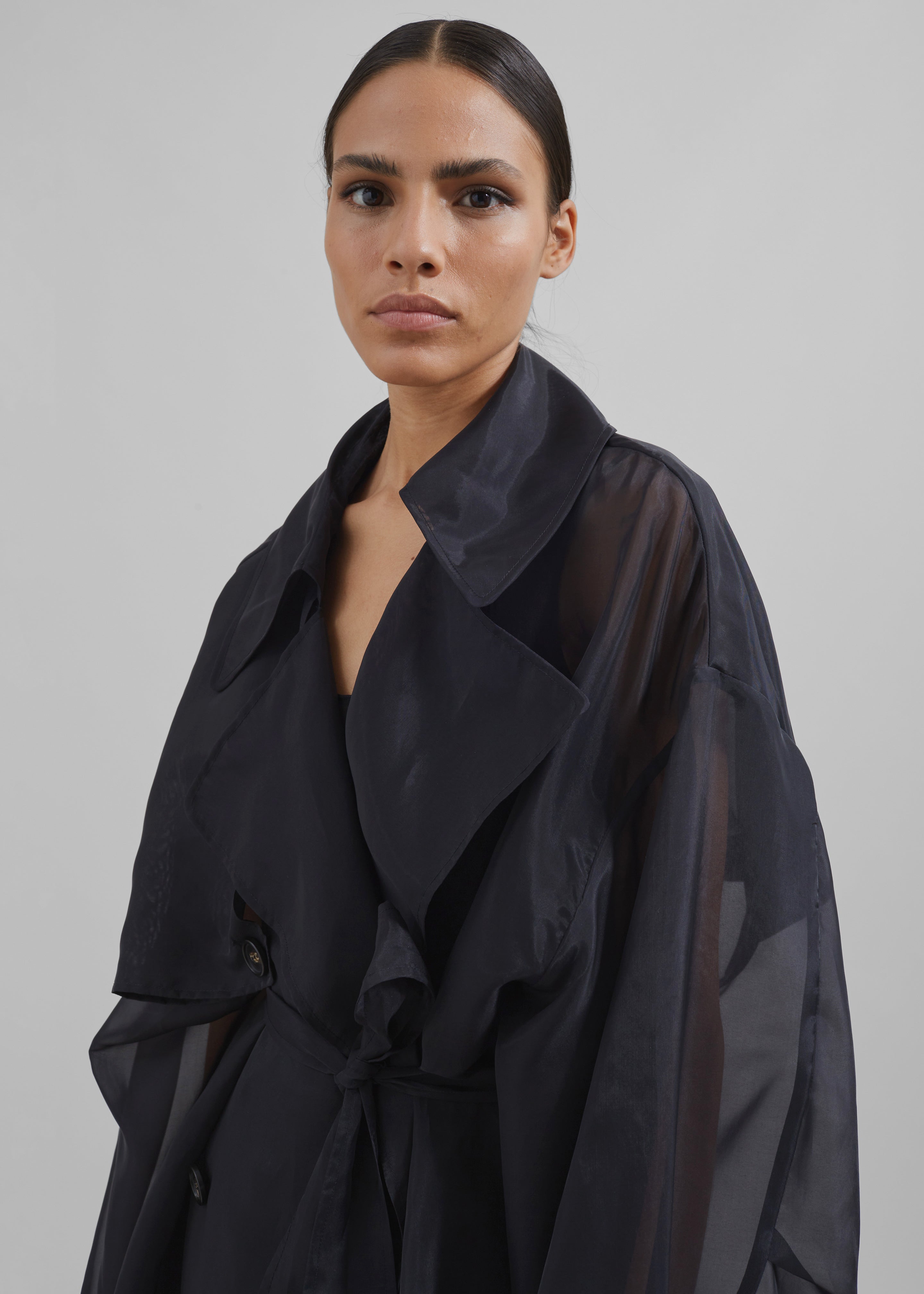 Mavis Oversized Sheer Trench - Black - 8