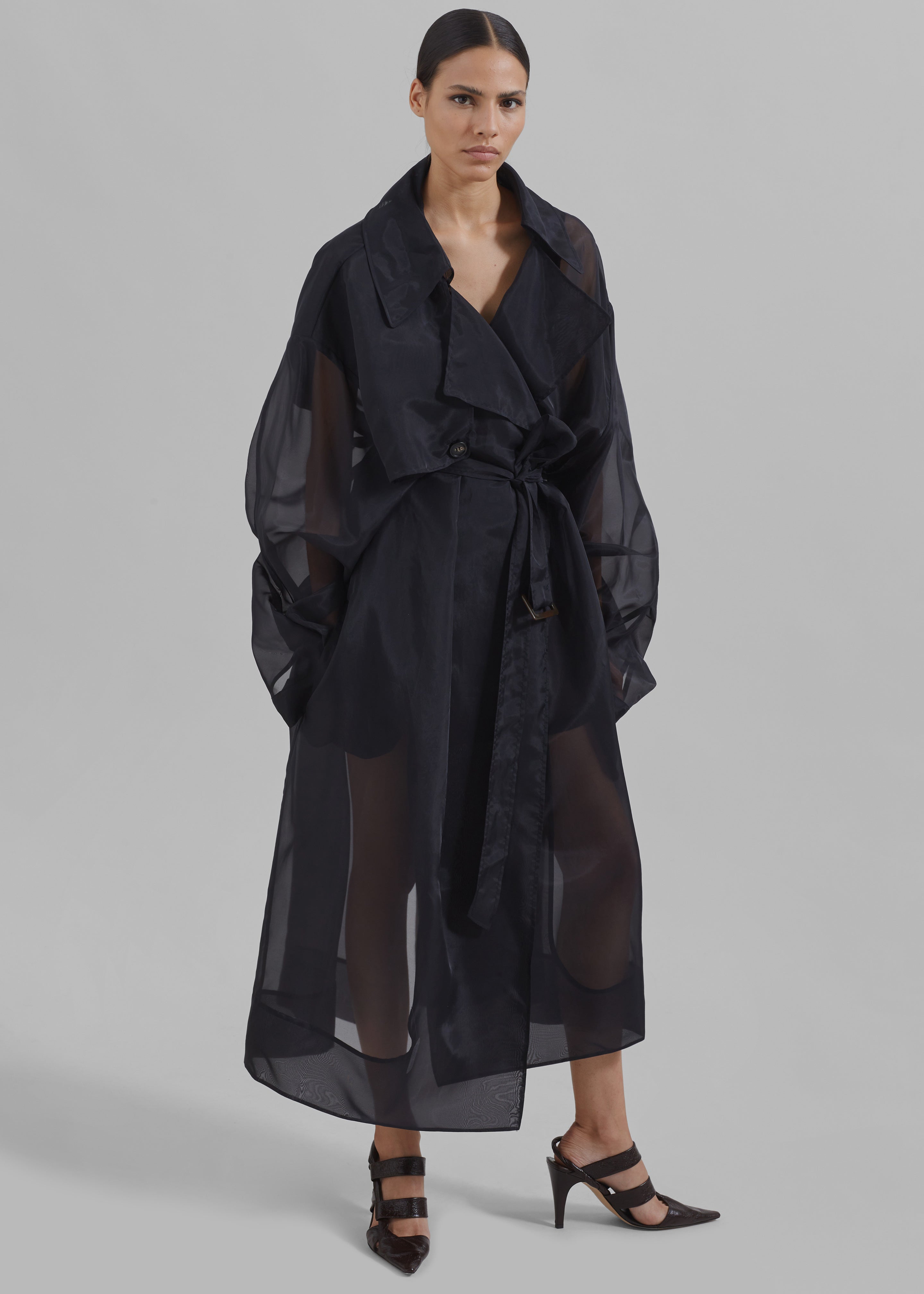 Mavis Oversized Sheer Trench - Black - 2