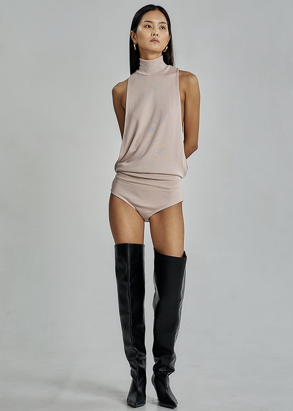 Maxen Mock Neck Bodysuit - Beige - 8