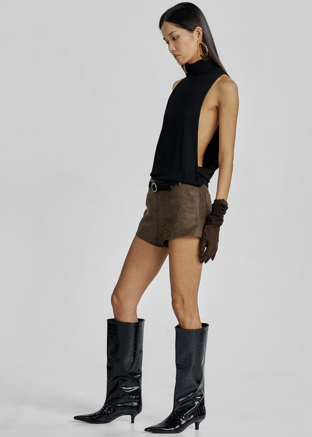 Maxen Mock Neck Bodysuit - Black