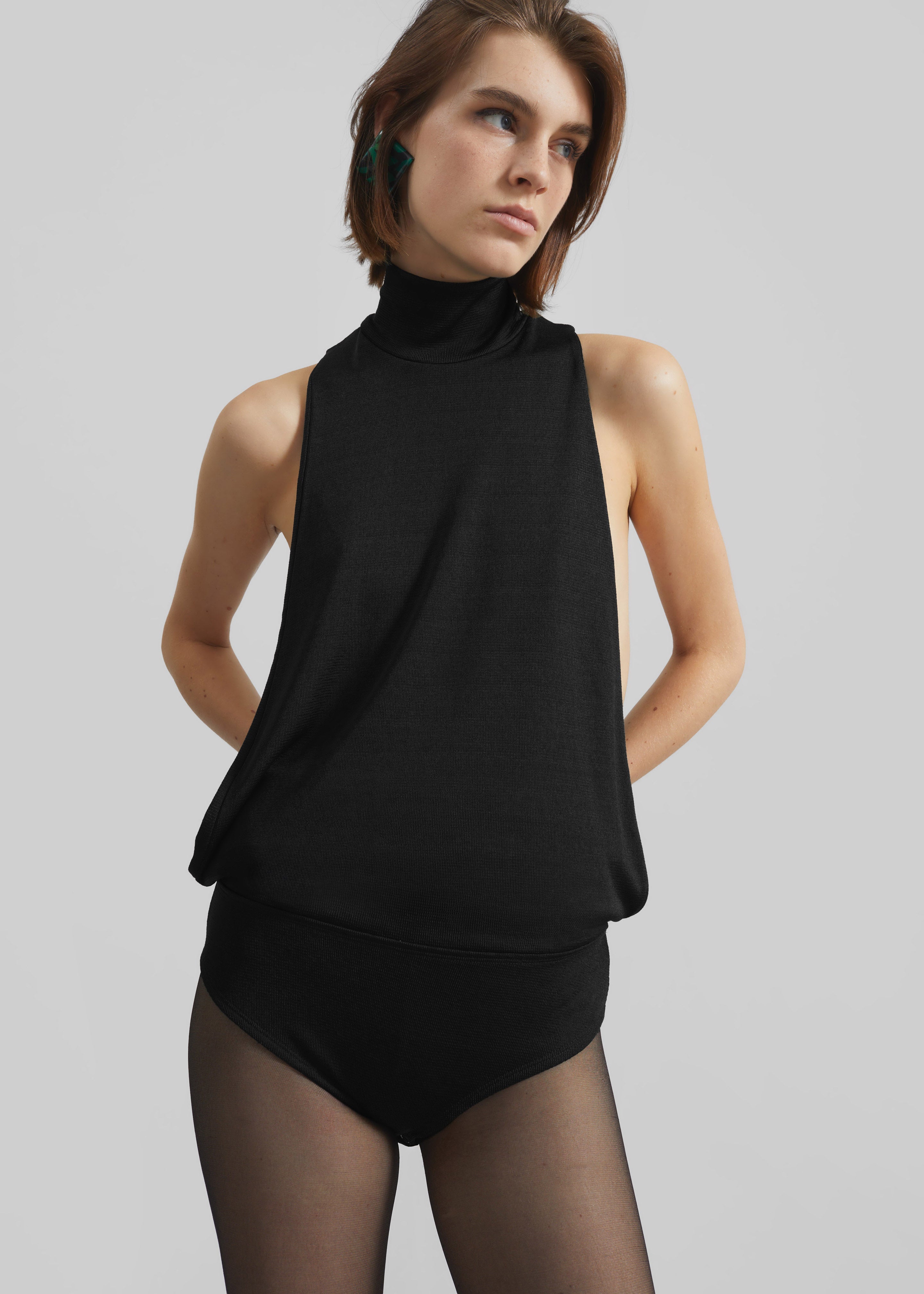 Maxen Mock Neck Bodysuit - Black - 6