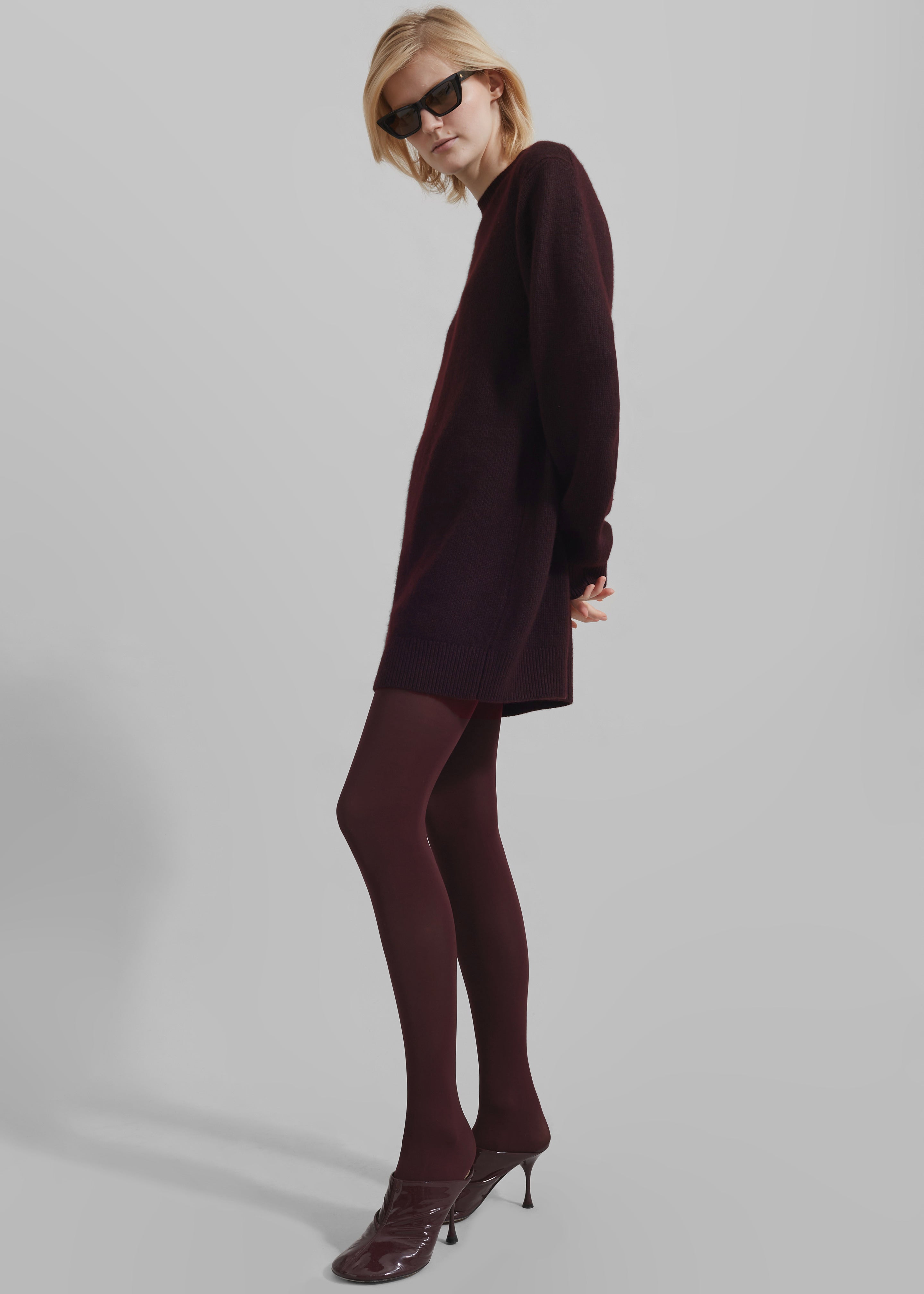 Maxime Knit Sweater Dress - Dark Plum - 8