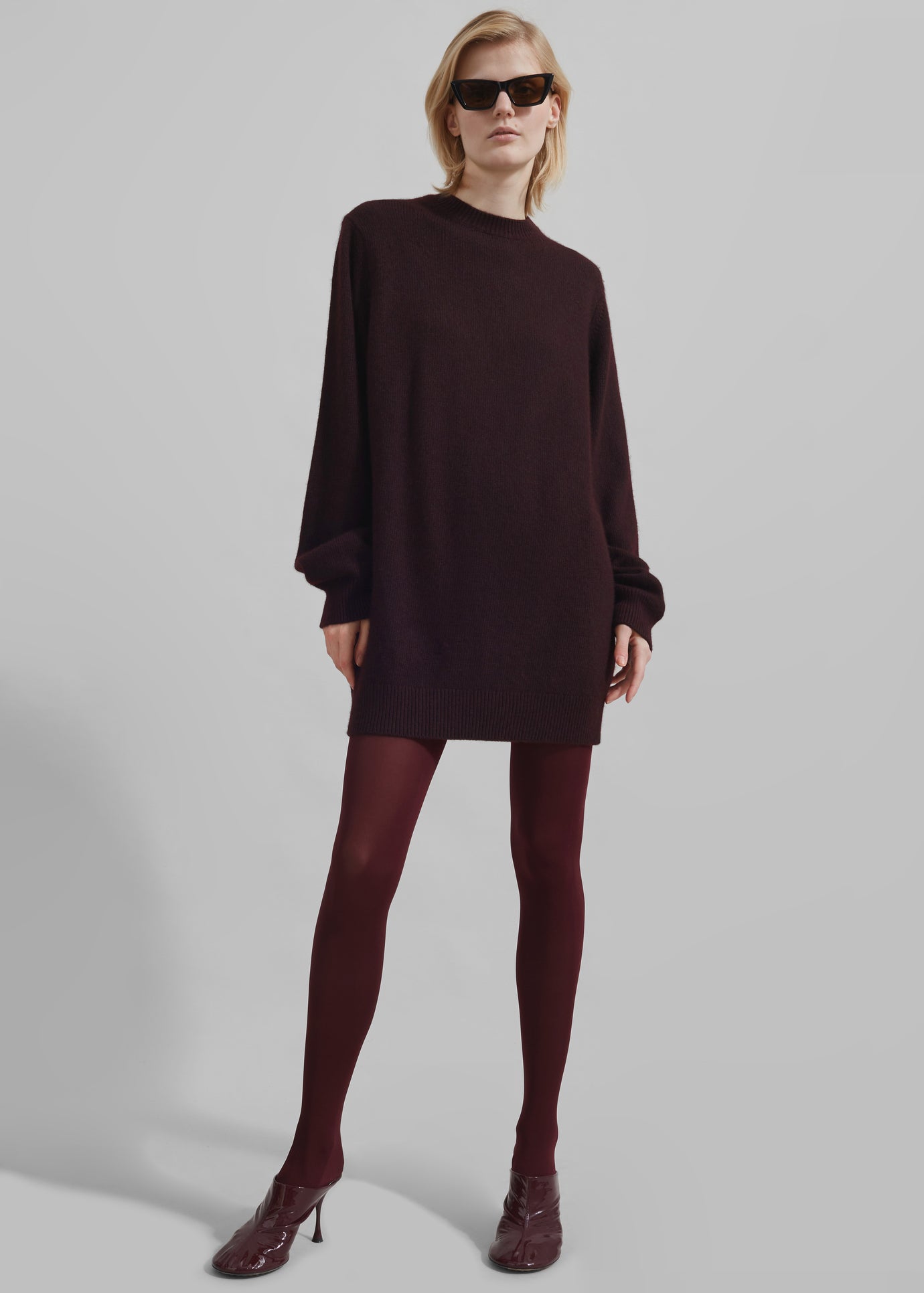 Maxime Knit Sweater Dress - Dark Plum - 1