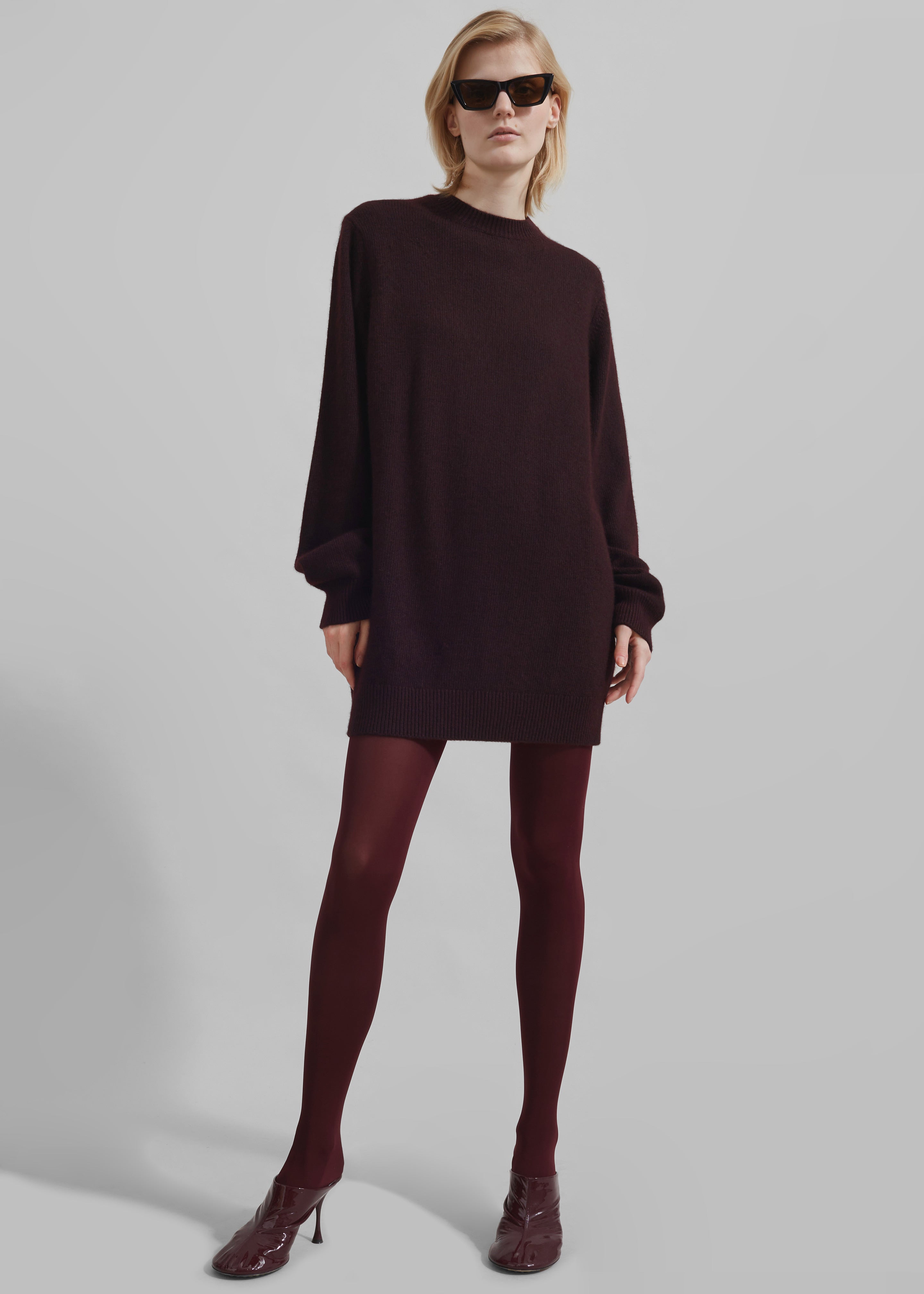 Maxime Knit Sweater Dress - Dark Plum - 2