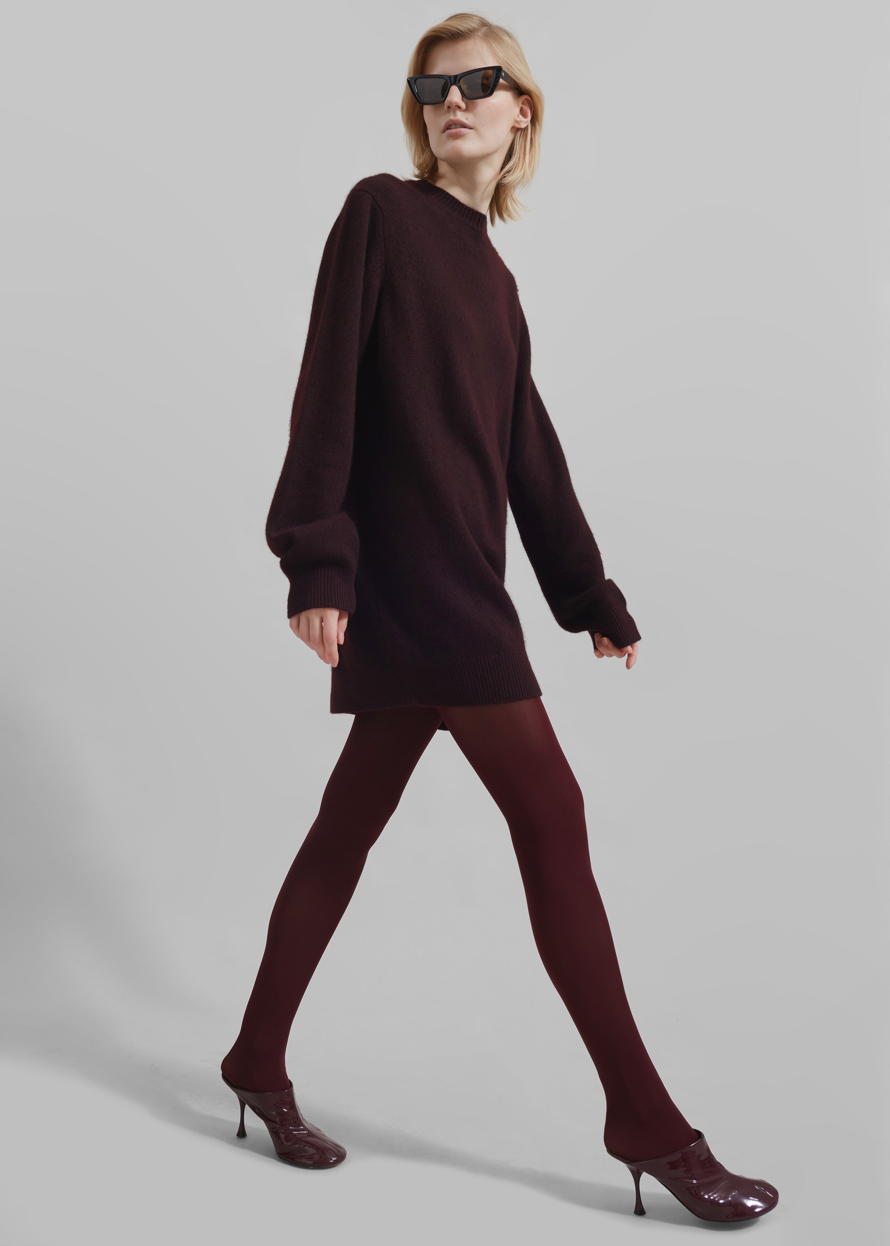 Maxime Knit Sweater Dress - Dark Plum - 3