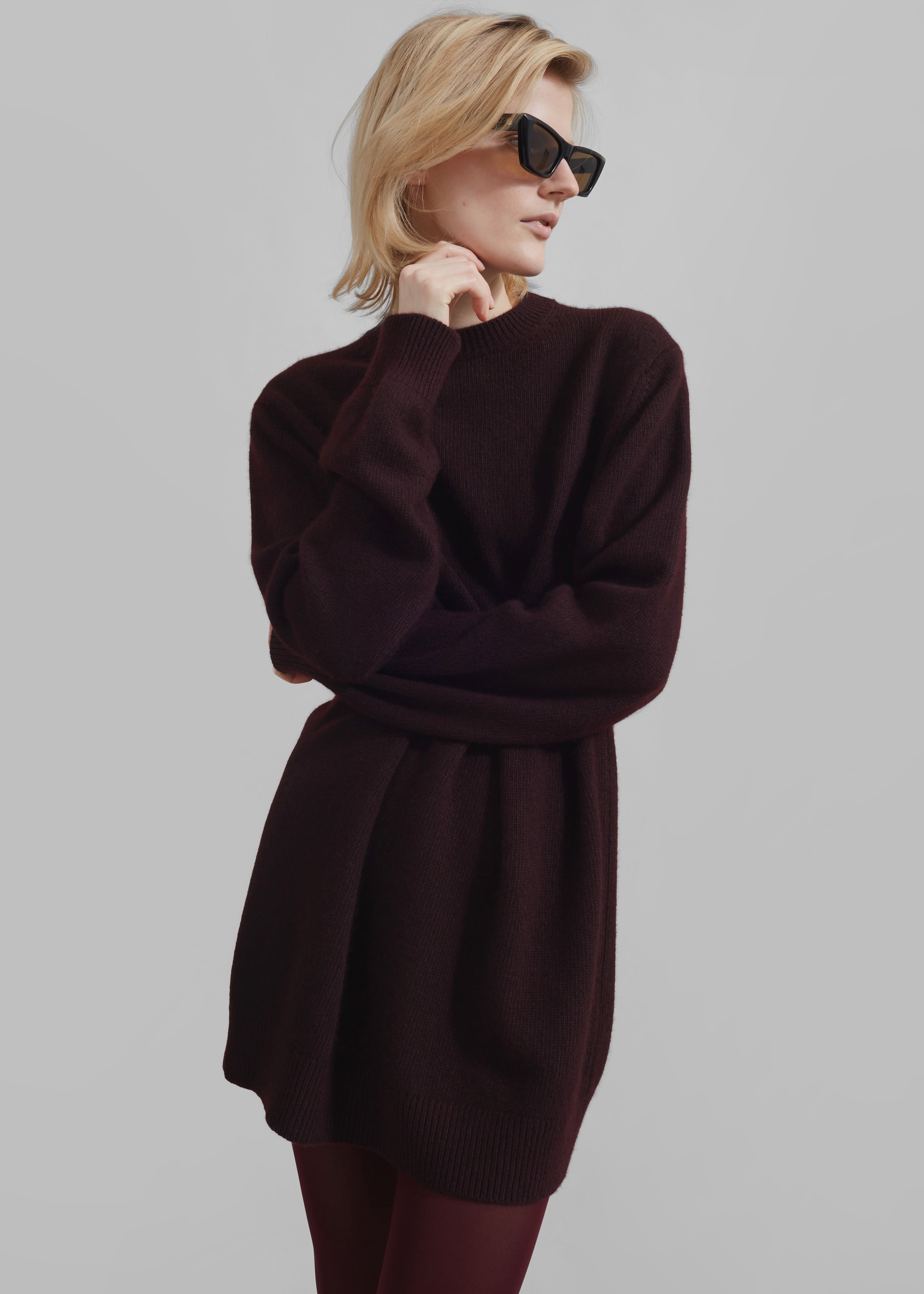 Maxime Knit Sweater Dress - Dark Plum - 5