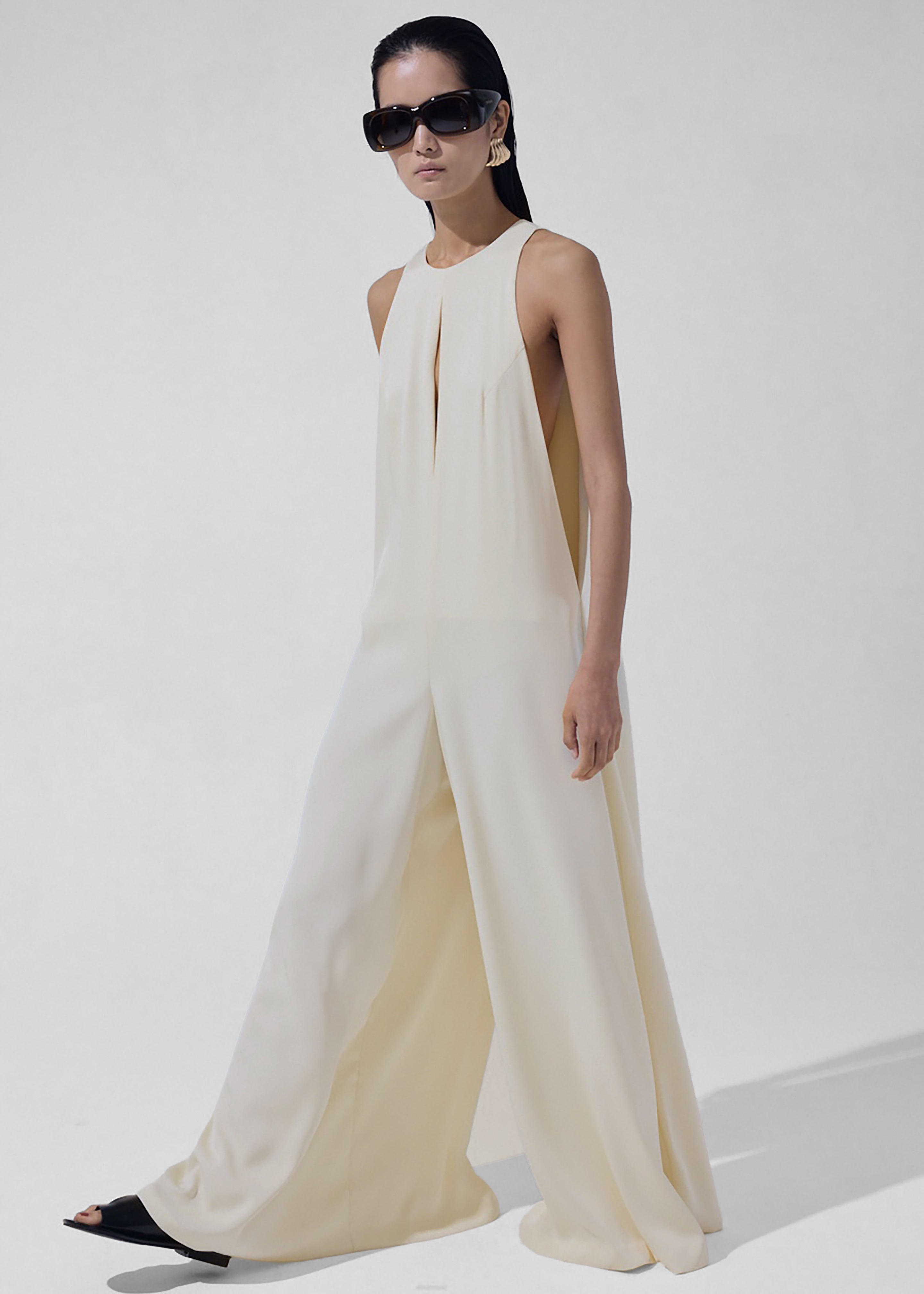 Mayan Wide Leg Jumpsuit - Ivory - 1