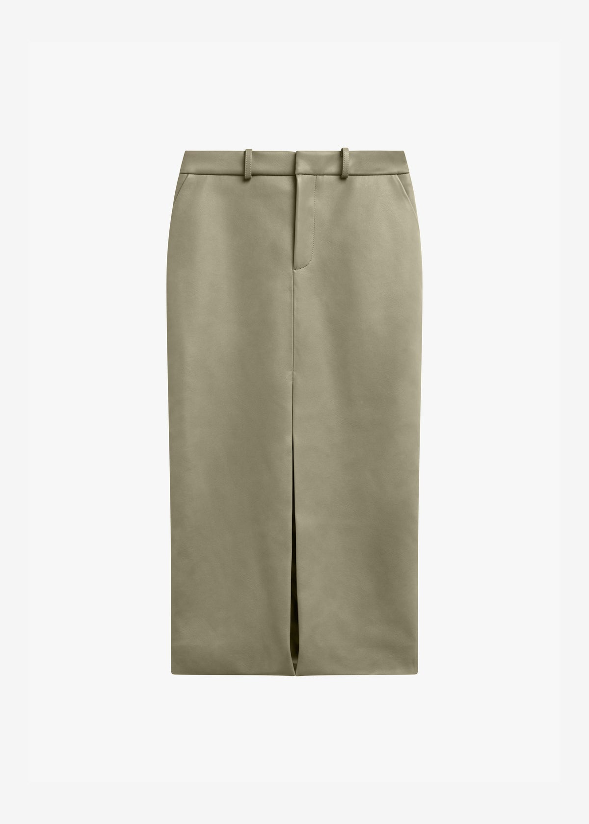 Maybelle Faux Leather Front Slit Pencil Skirt - Sage - 7