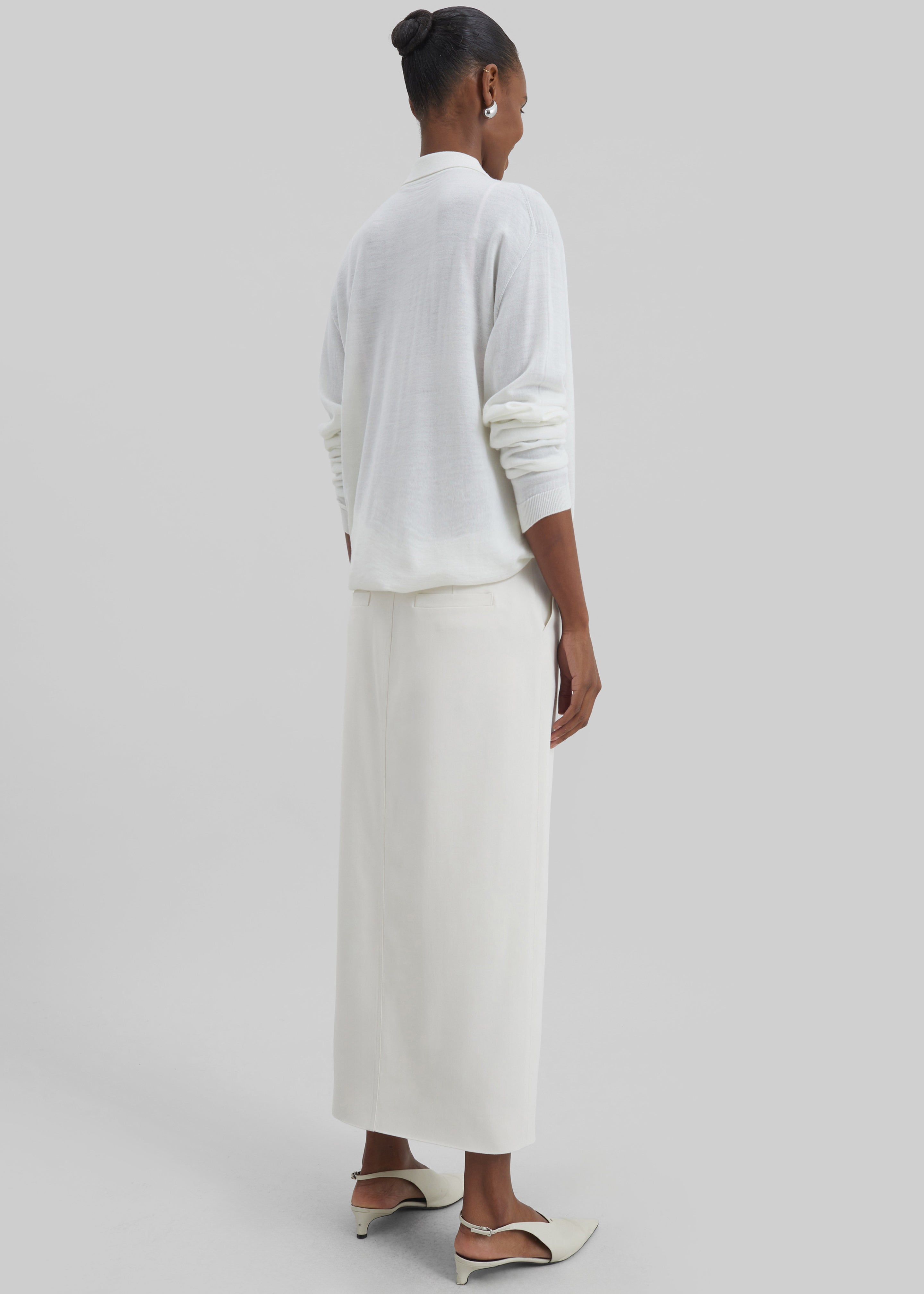 Maybelle Front Slit Midi Skirt - Off White - 13