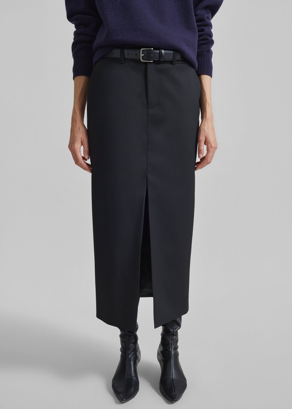 Maybelle Front Slit Pencil Skirt - Black