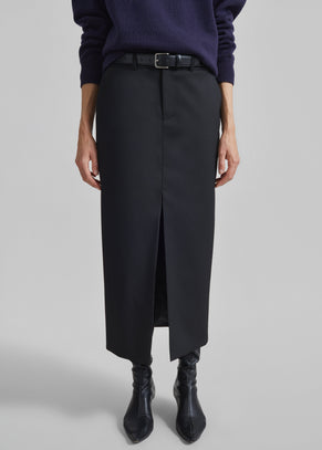 Maybelle Front Slit Pencil Skirt - Black