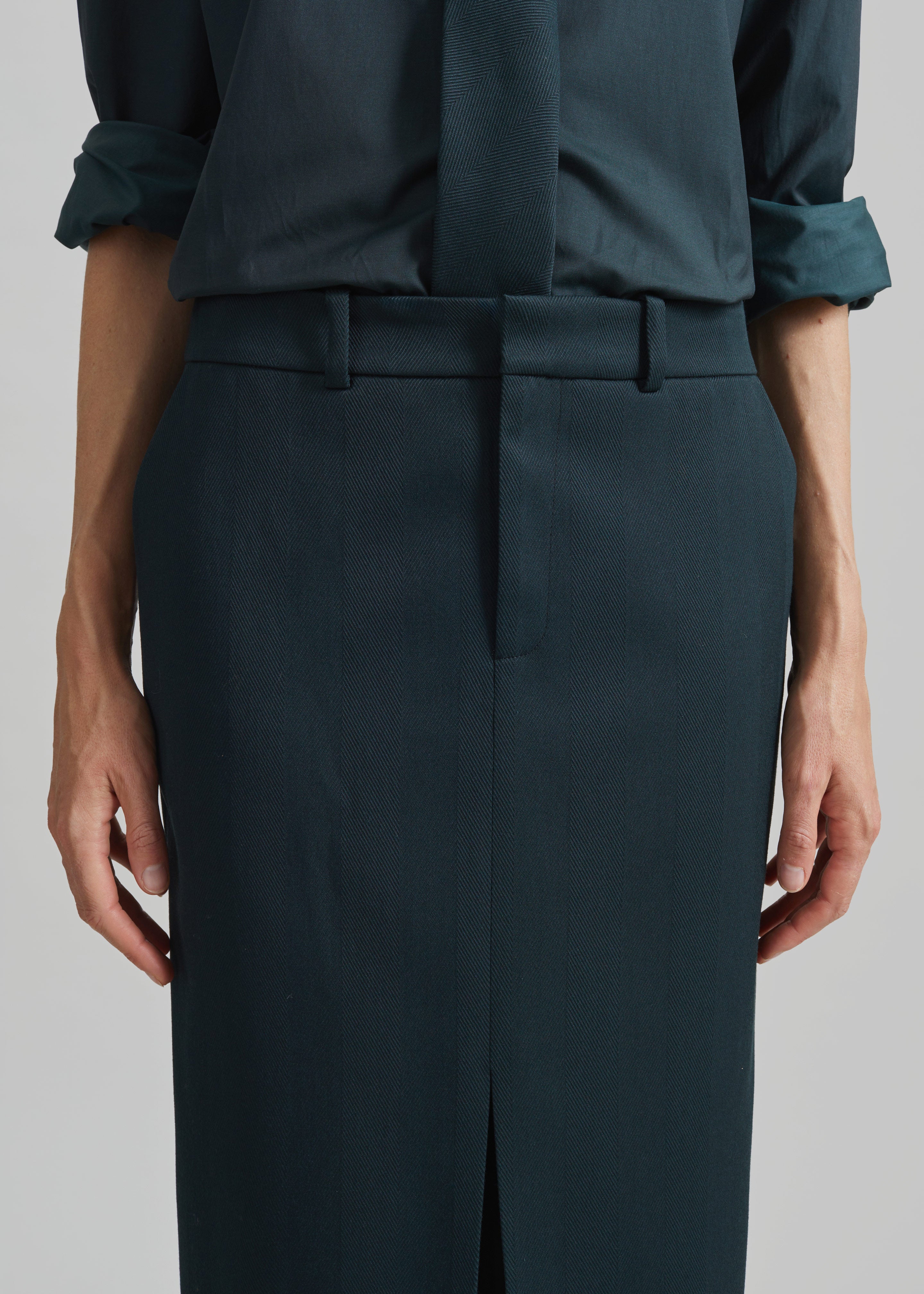 Maybelle Front Slit Pencil Skirt - Bottle Green