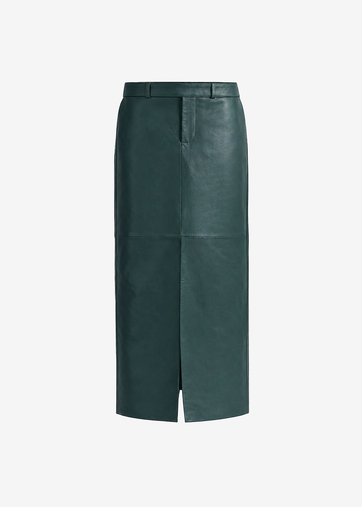 Maybelle Leather Front Slit Pencil Skirt - Bottle Green