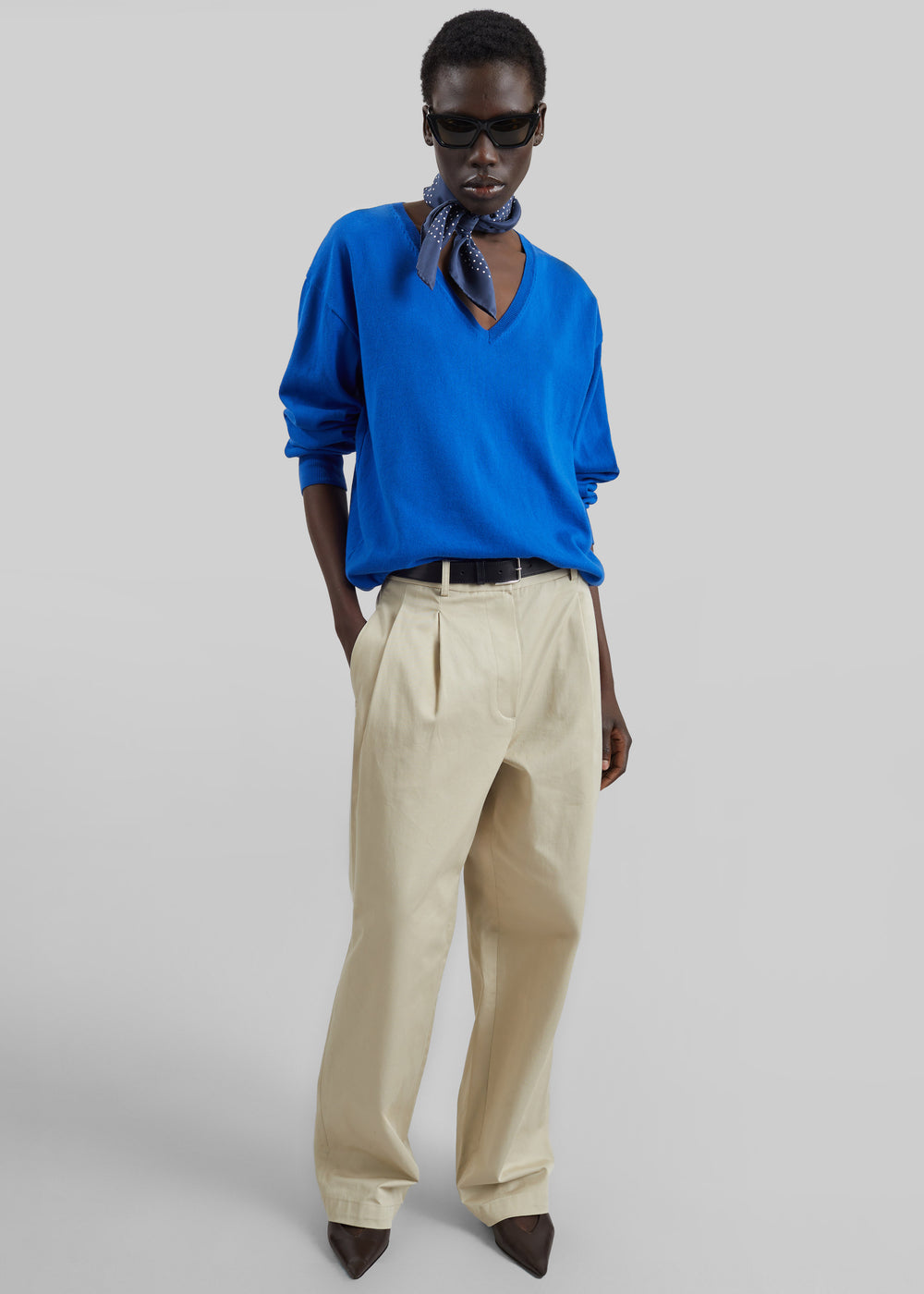 Meera V-Neck Sweater - Cobalt - 1