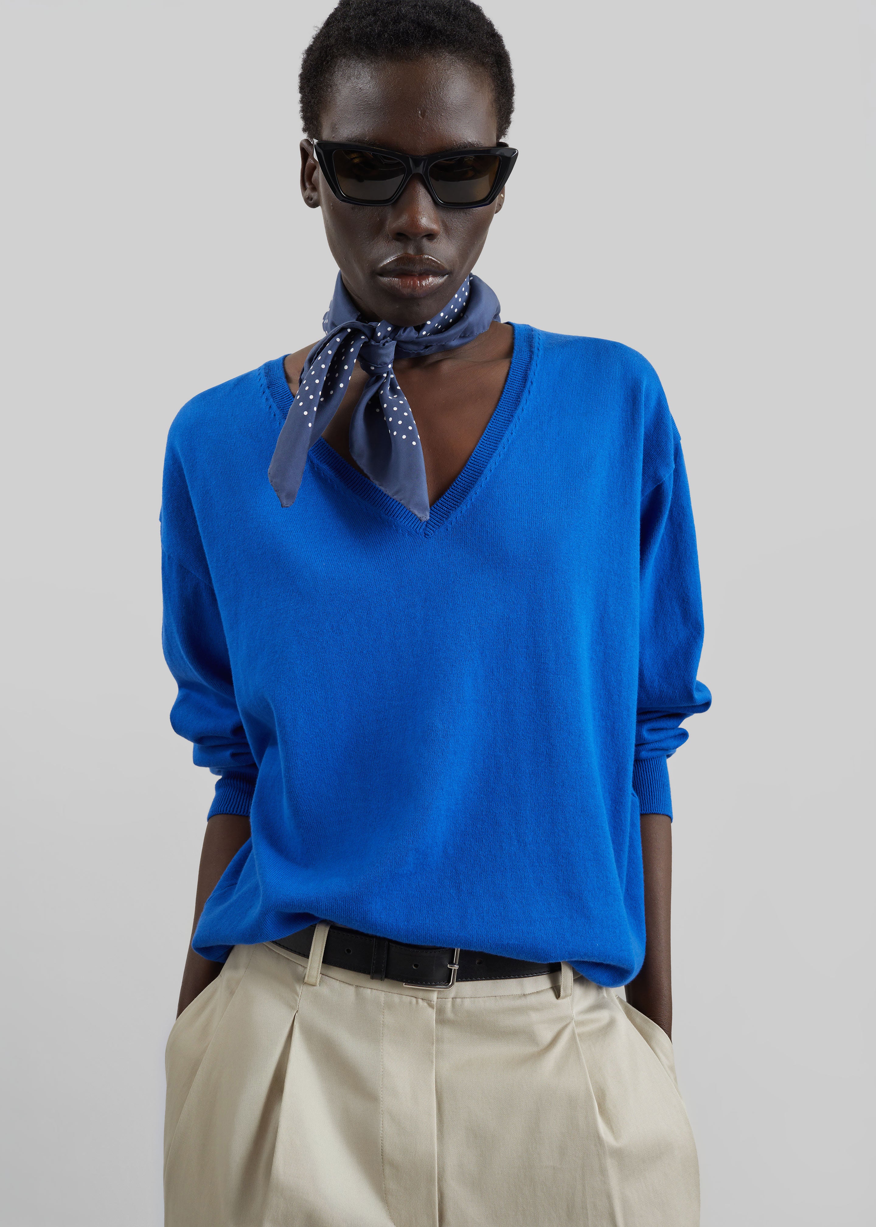 Meera V-Neck Sweater - Cobalt - 2