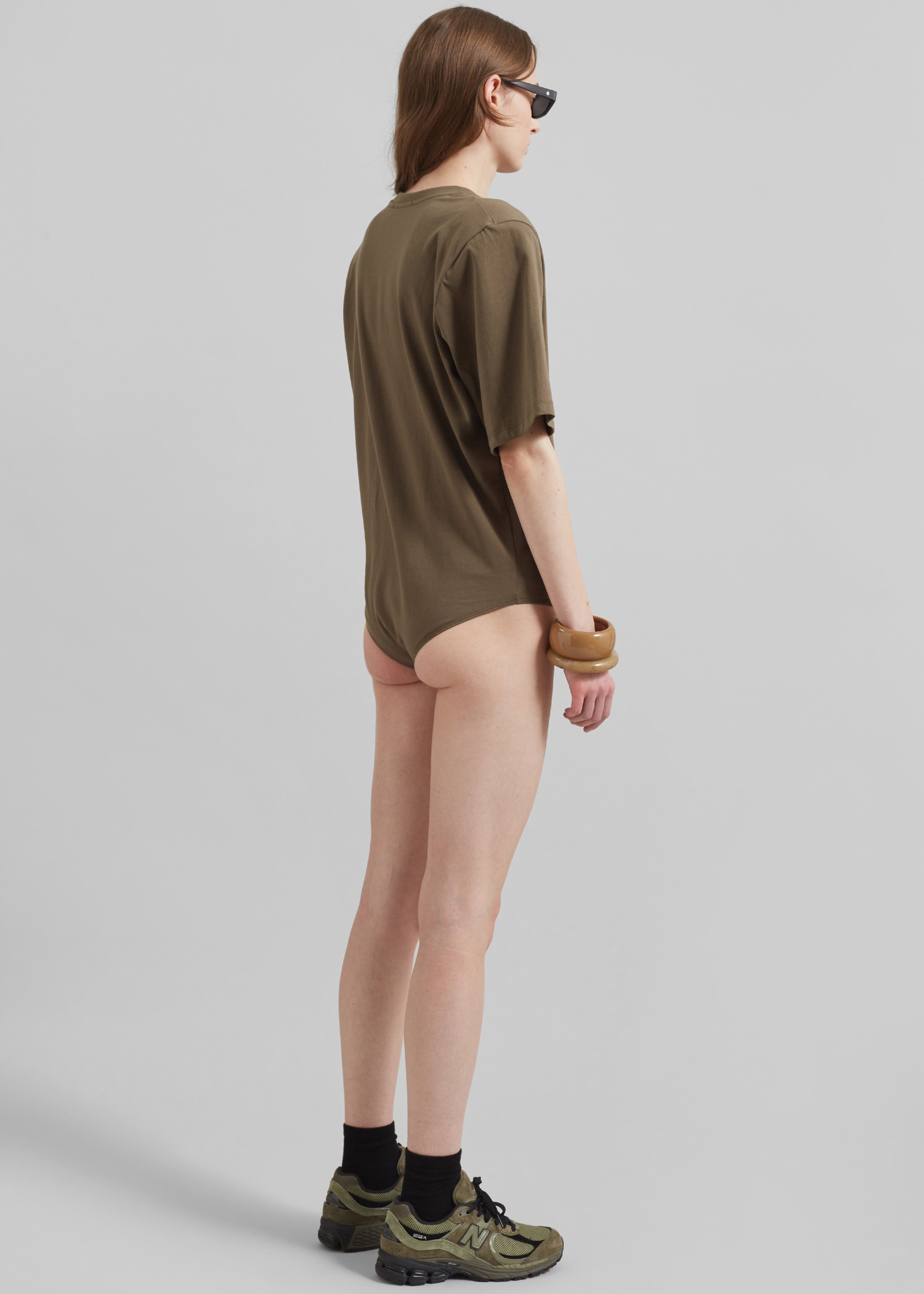 Meida Padded T-Shirt Bodysuit - Khaki - 9