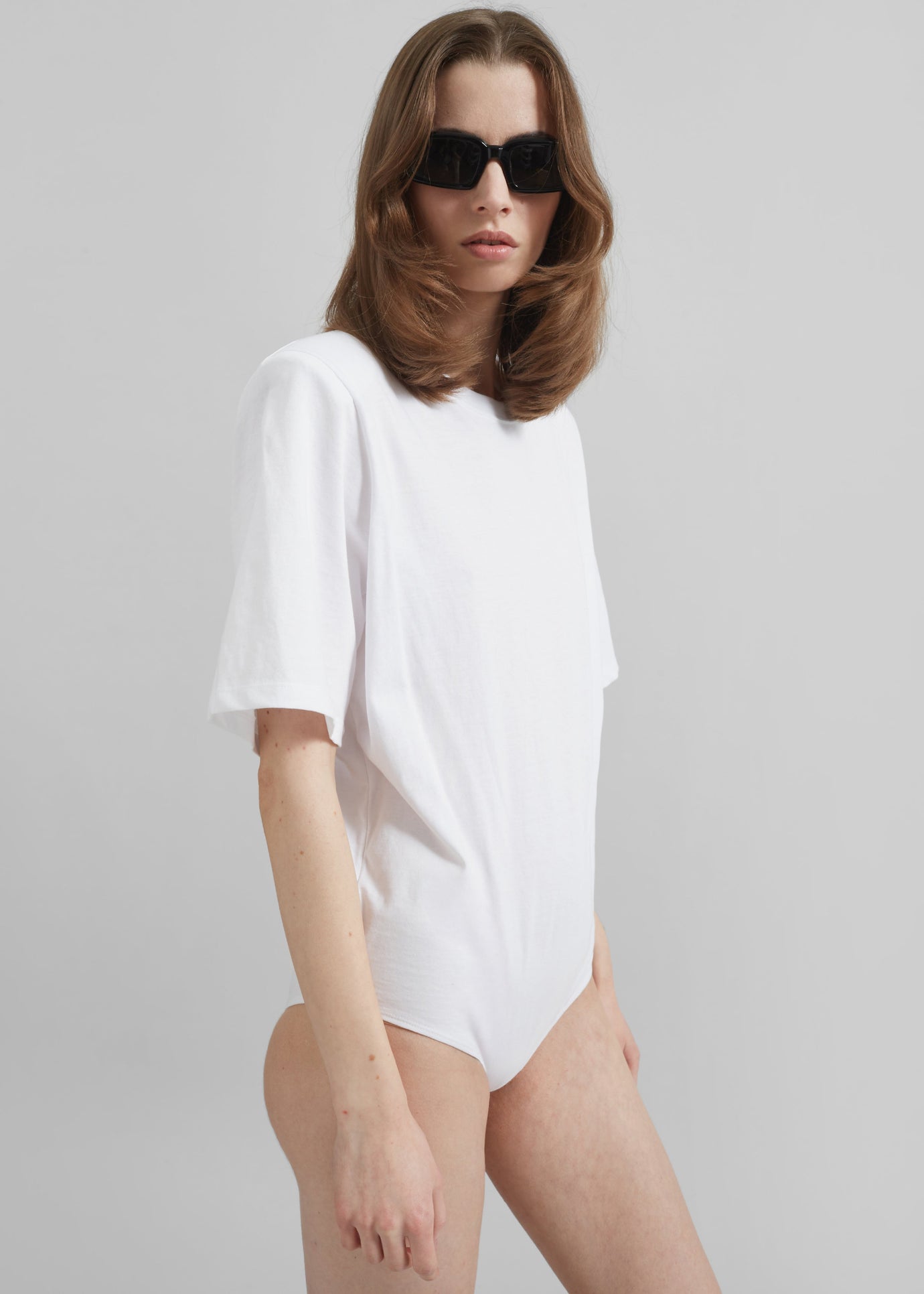 Meida Padded T-Shirt Bodysuit - White - 1