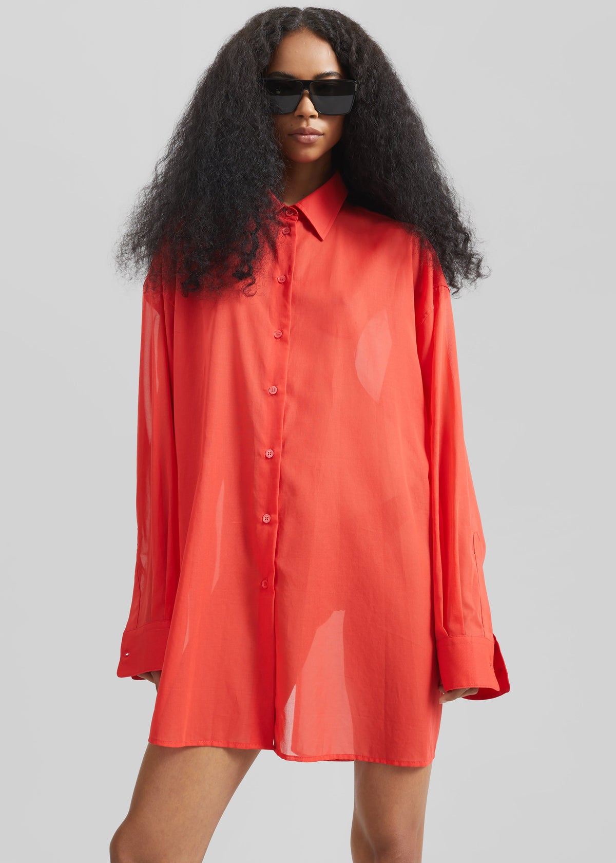 Melia Open-Back Shirt - Red - 3