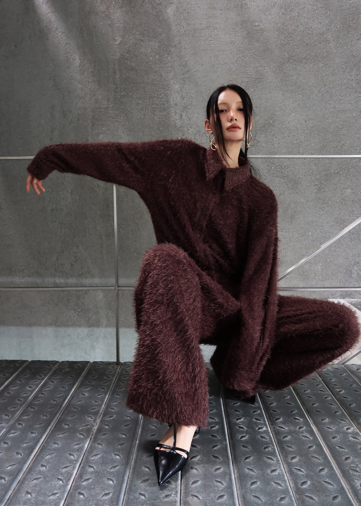 Melker Furry Pants - Mauve Brown - 8