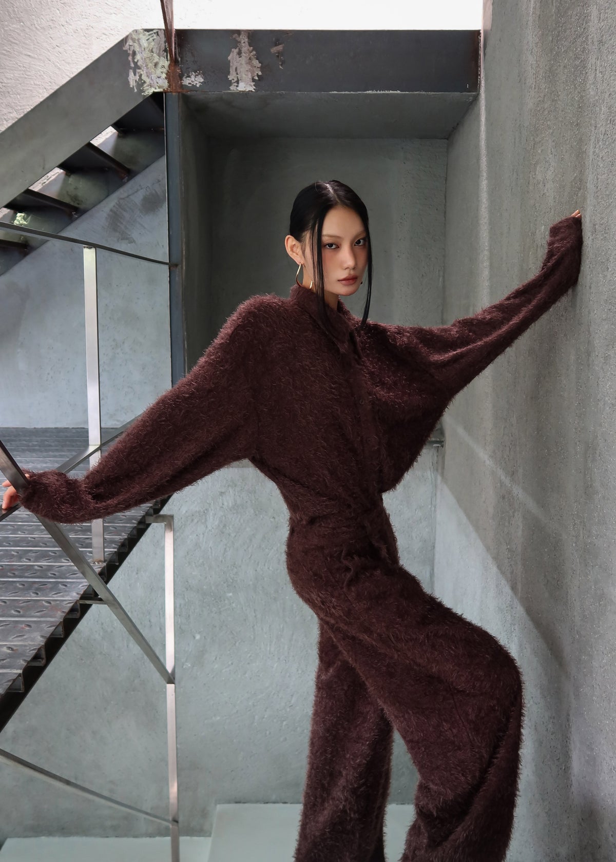 Melker Furry Pants - Mauve Brown - 9