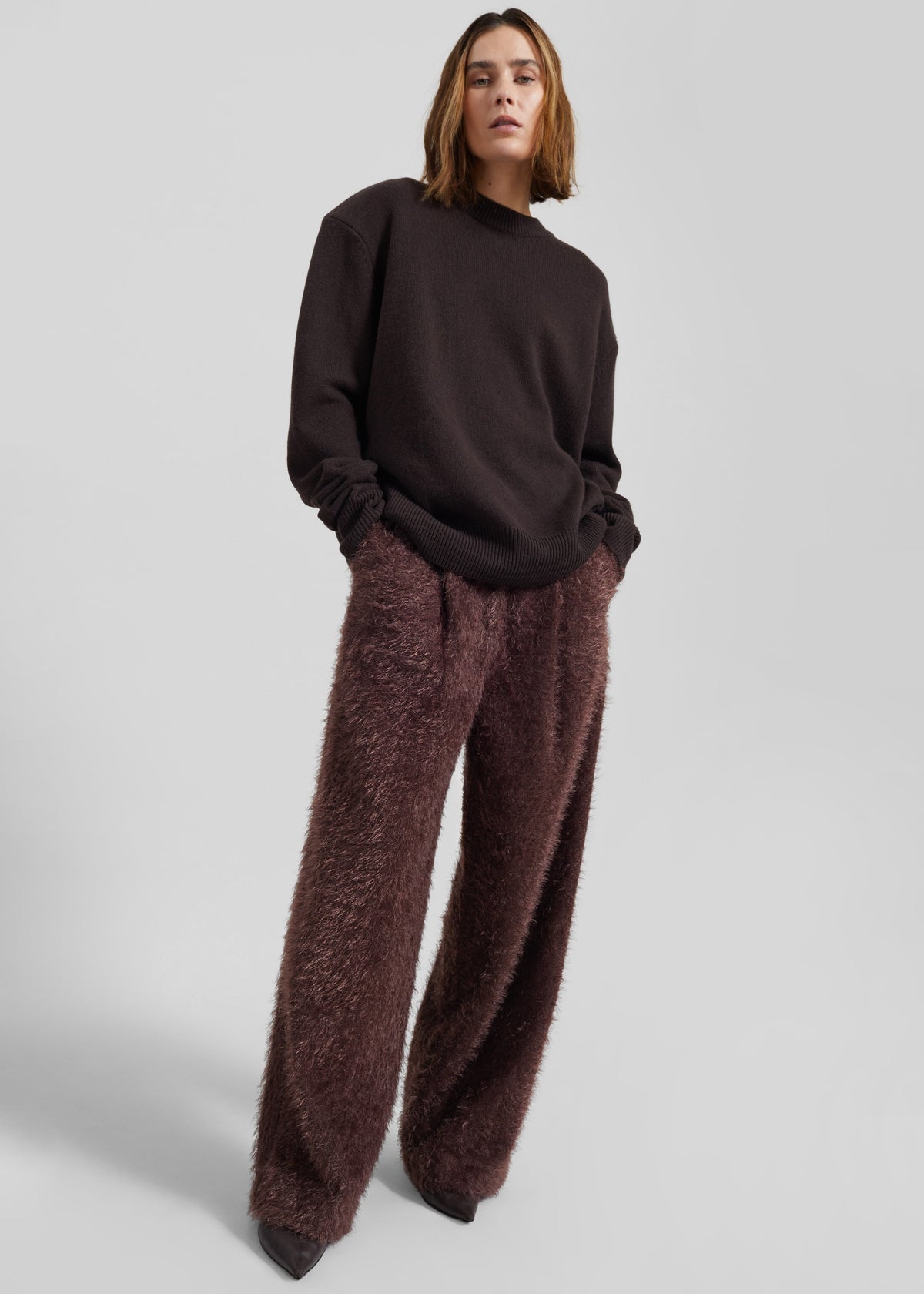 Melker Furry Pants - Mauve Brown - 4