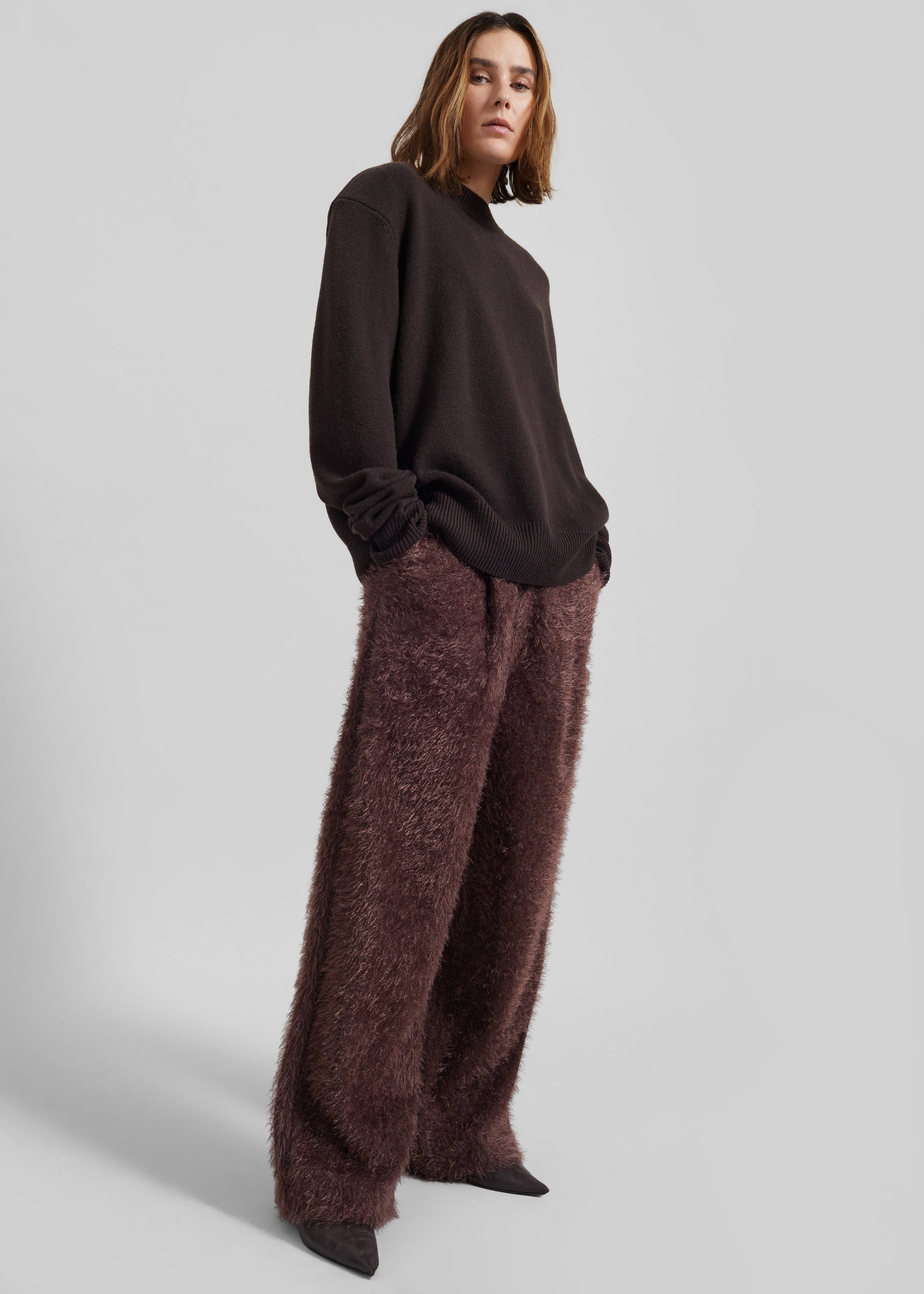Shop the look image for Melker Furry Pants - Mauve Brown