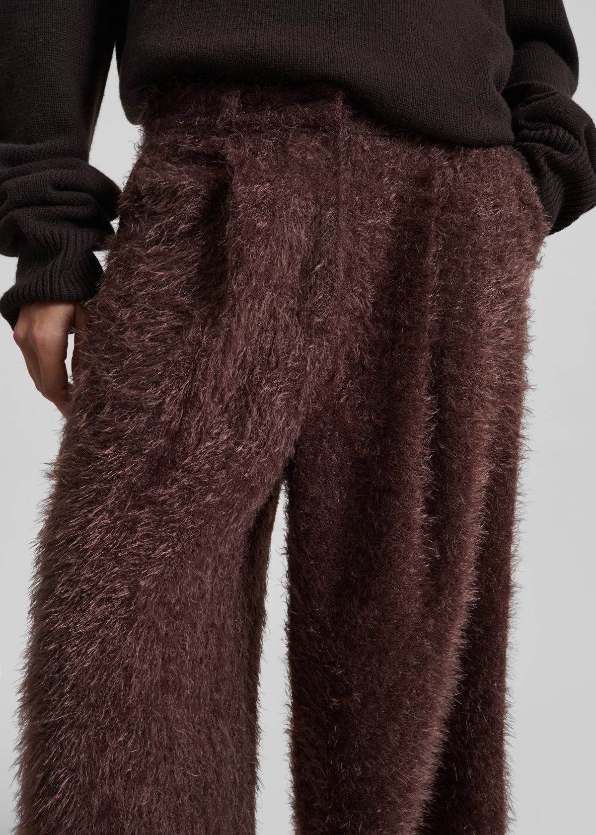 Melker Furry Pants - Mauve Brown - 3