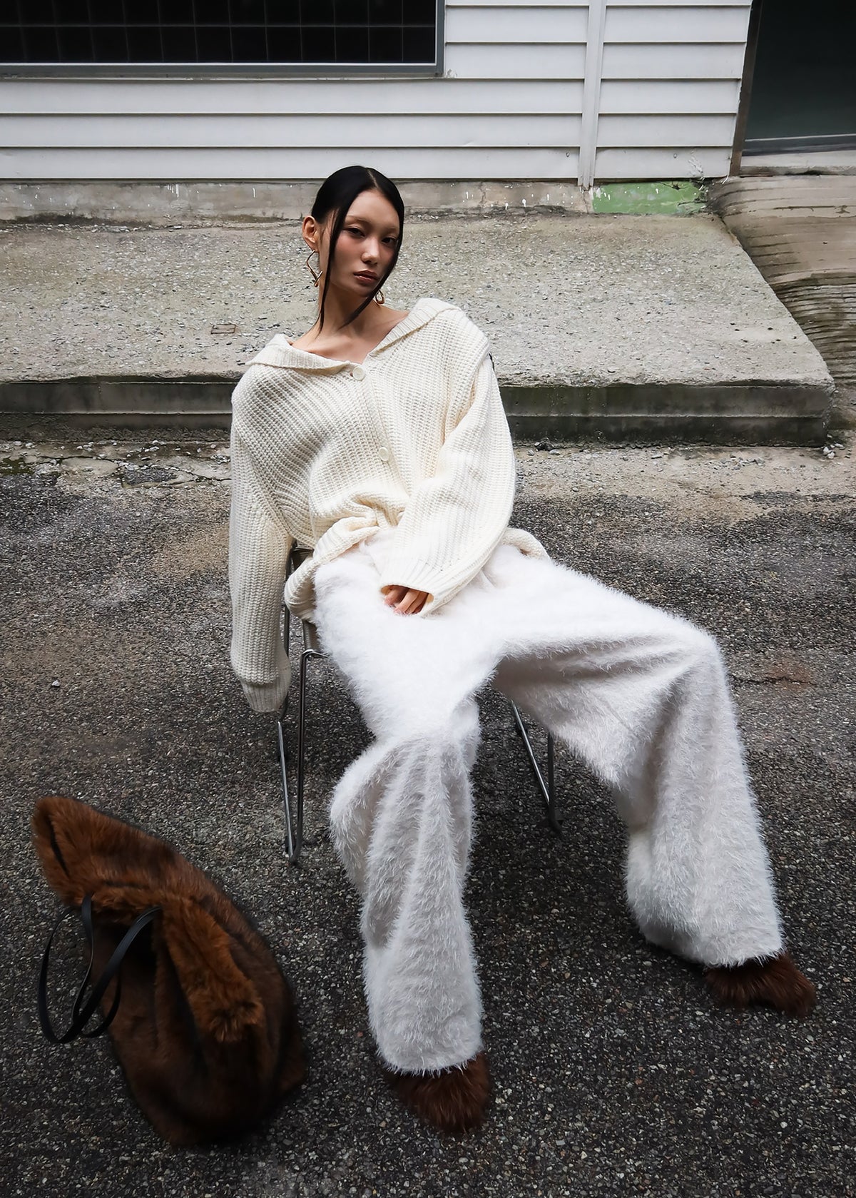 Melker Furry Pants - Off White - 5