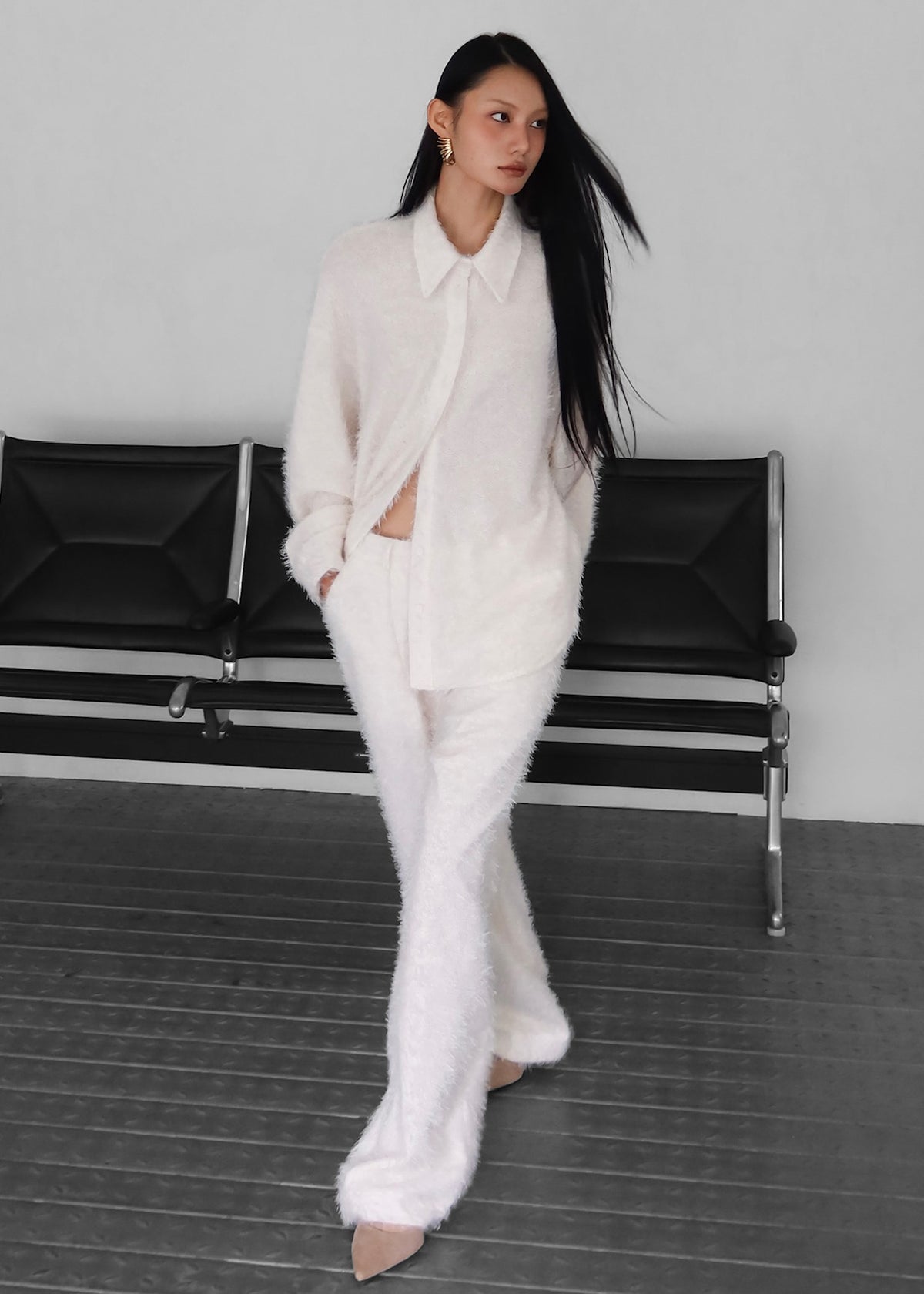 Melker Furry Pants - Off White - 7