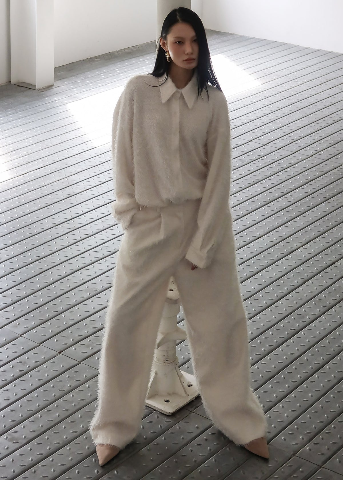 Melker Furry Pants - Off White - 9
