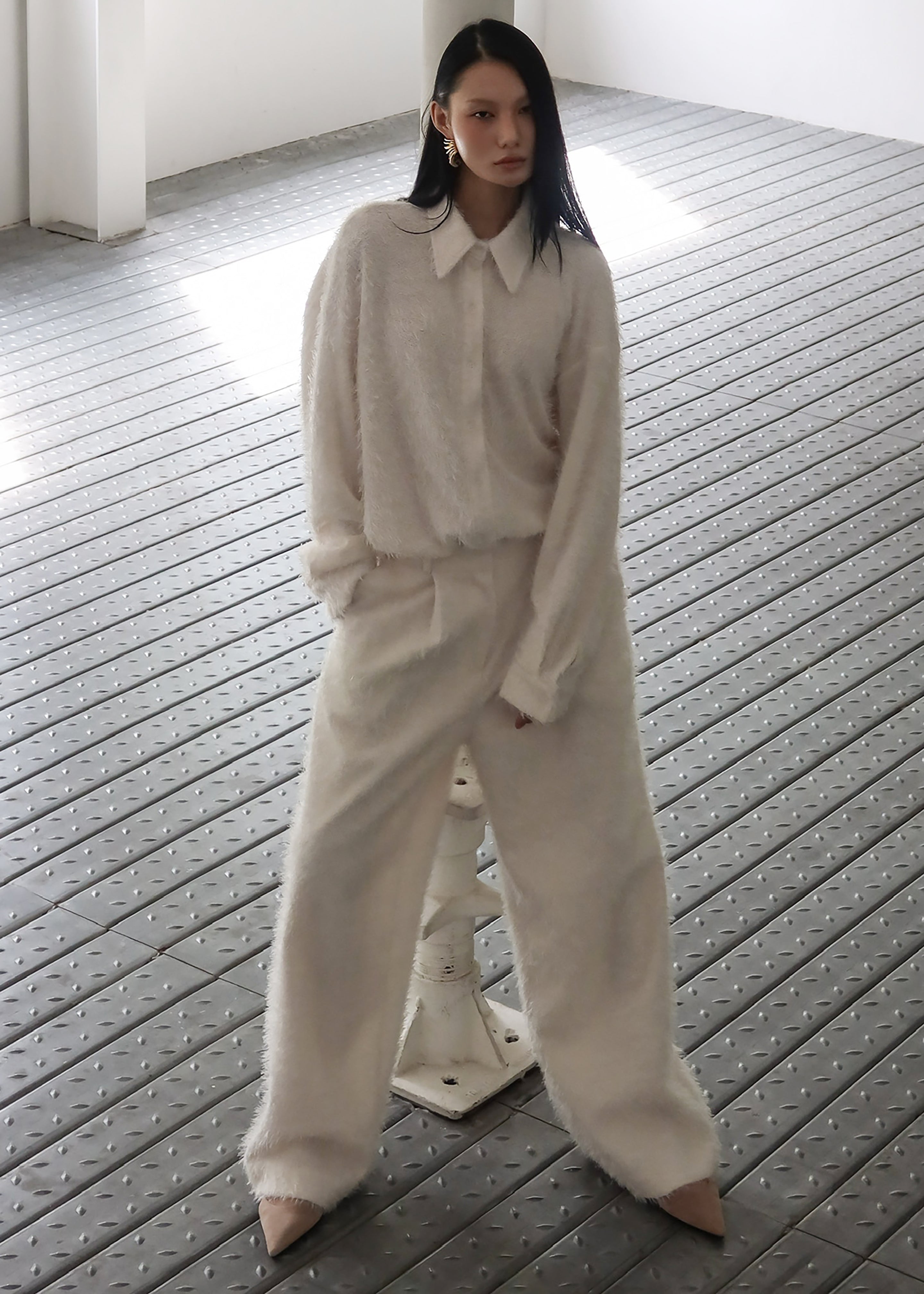 Melker Furry Pants - Off White - 9