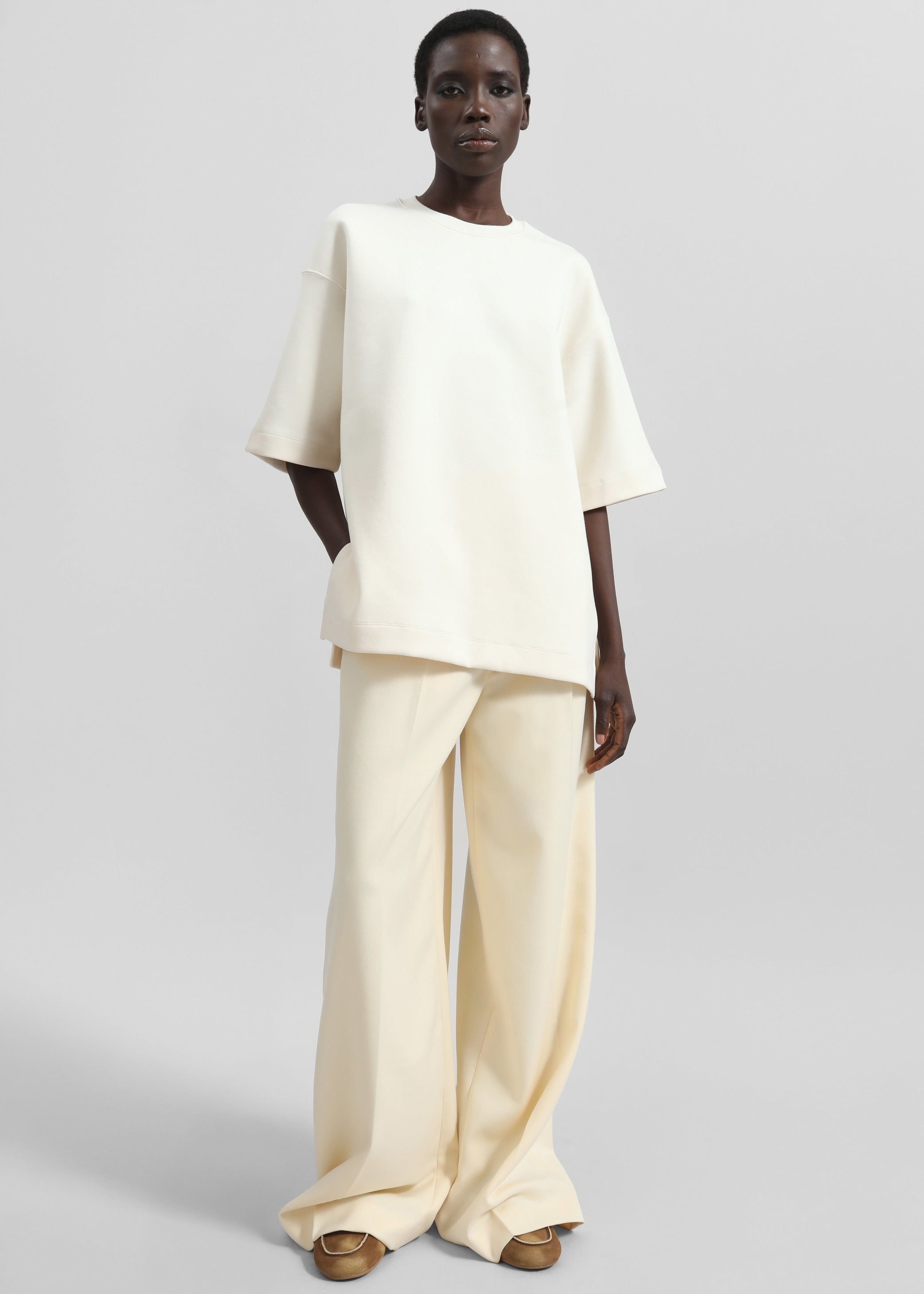 Shop the look image for Kamila Wide Leg Trousers - Light Peach