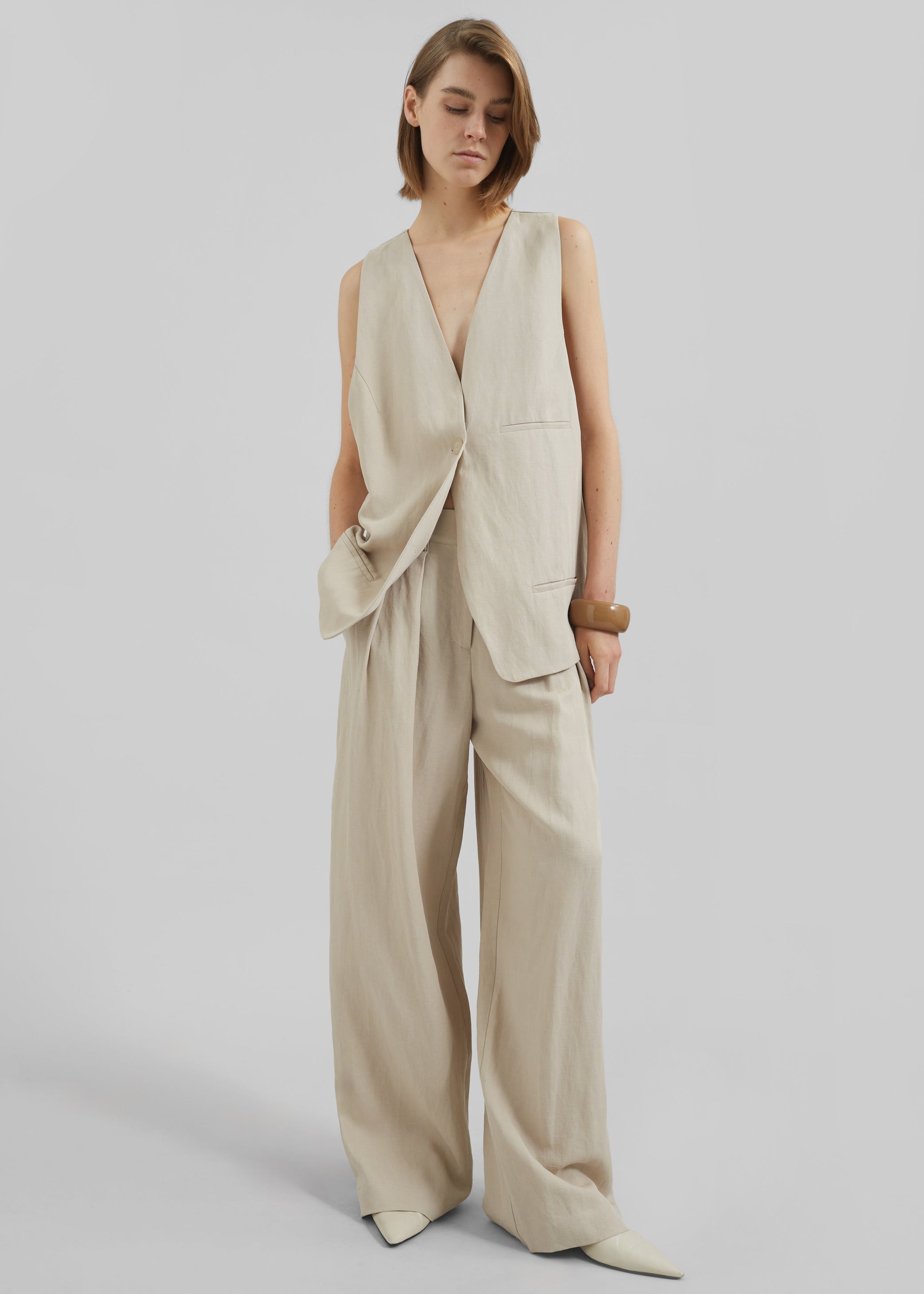 Shop the look image for Melrose Linen Vest - Cement