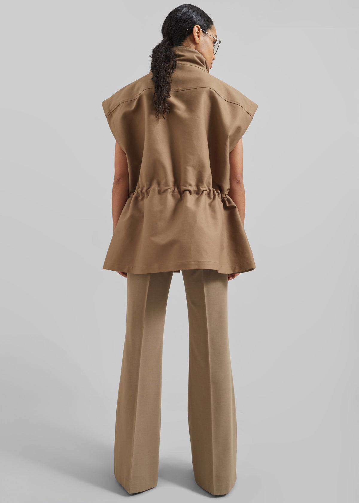 Melton Detachable Sleeve Cargo Jacket - Camel - 9