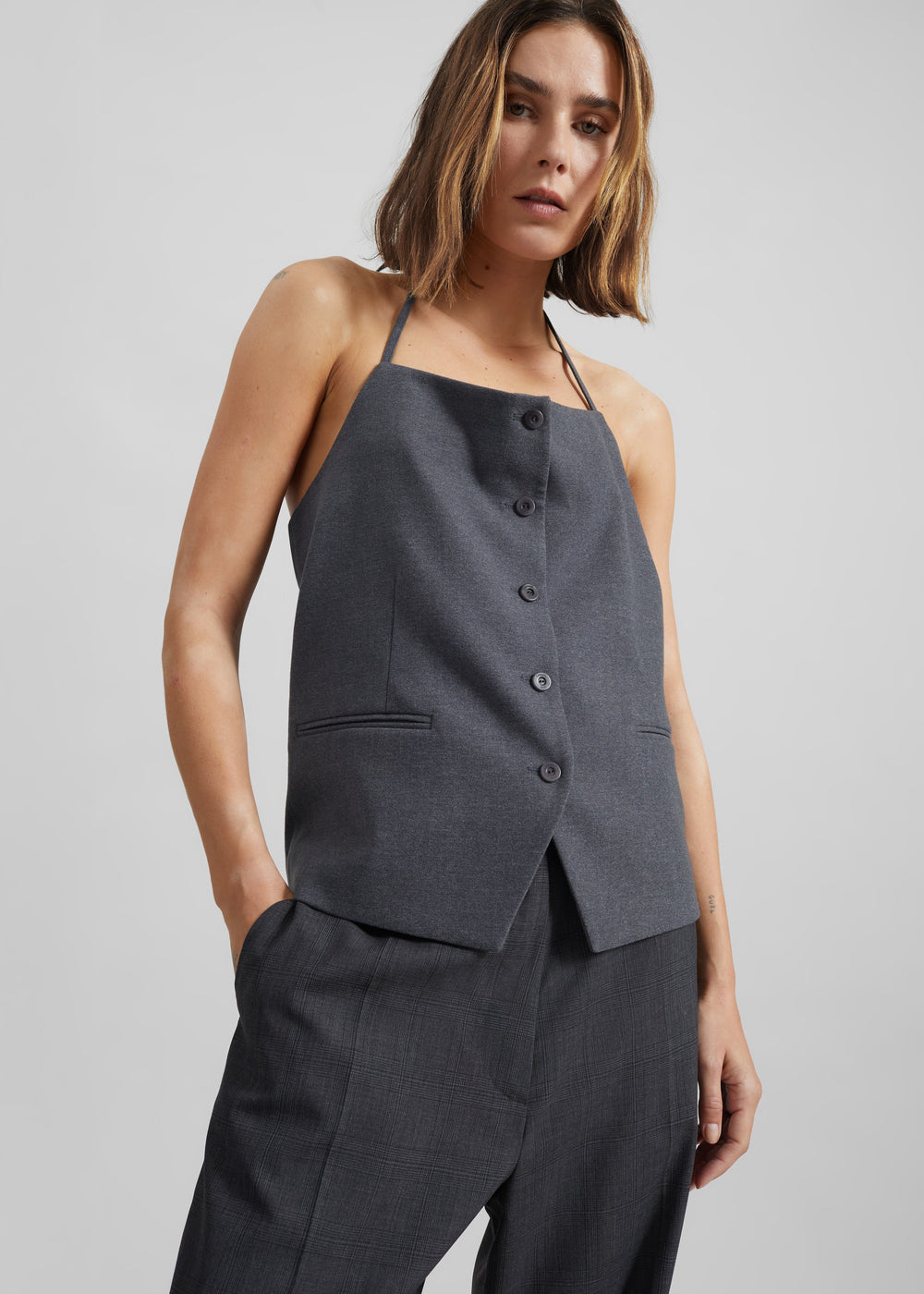 Melwin Halter Vest - Grey