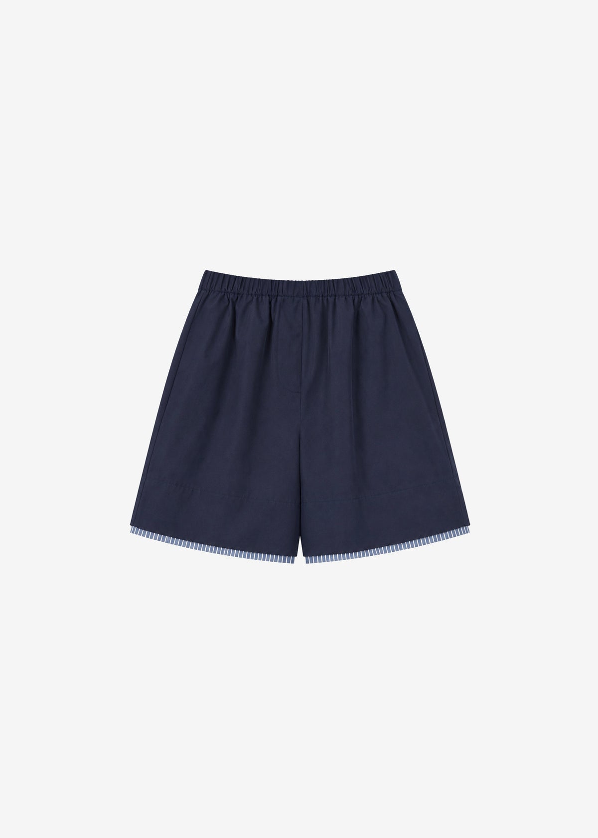 Menton Layered Hem Shorts - Navy/White Stripe - 8