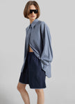 Menton Layered Hem Shorts - Navy/White Stripe