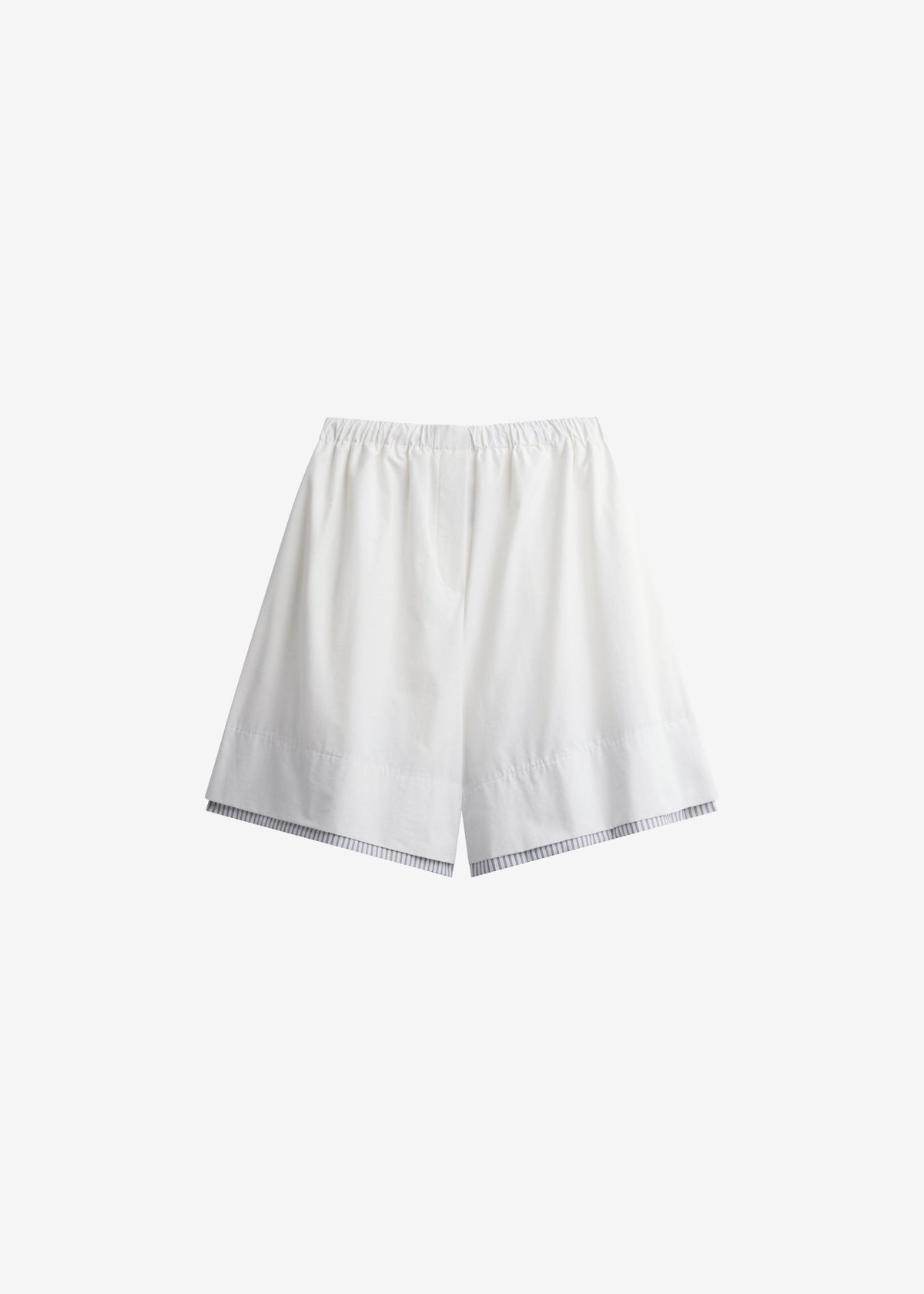 Menton Layered Hem Shorts - White/Blue Stripe - 8