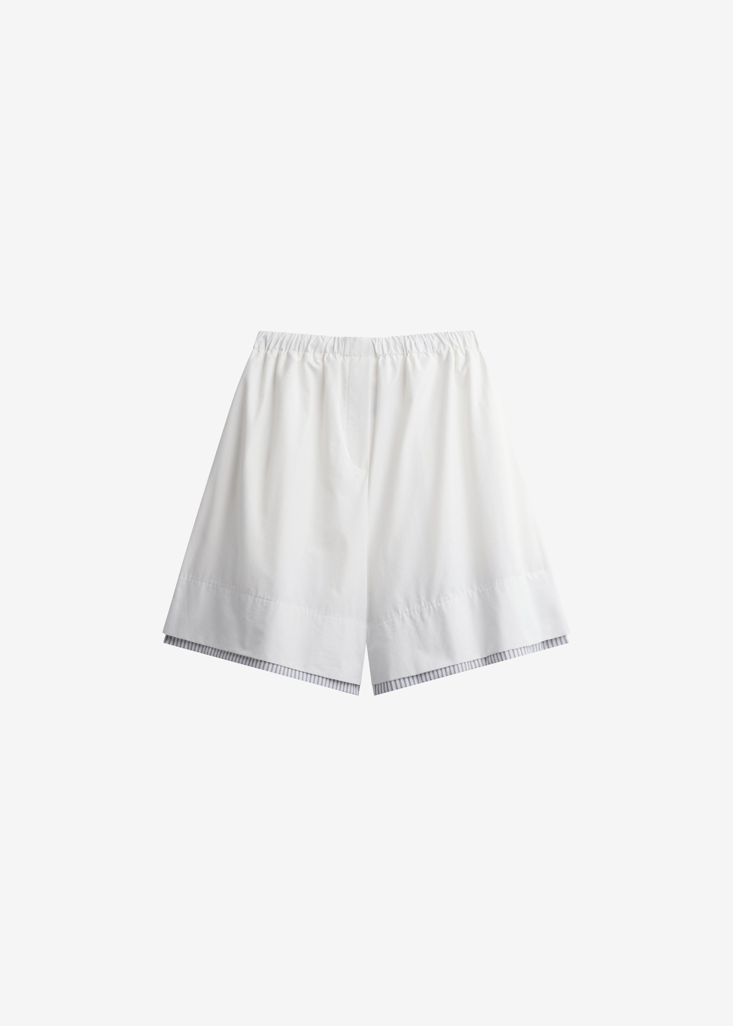 Menton Layered Hem Shorts - White/Blue Stripe - 8