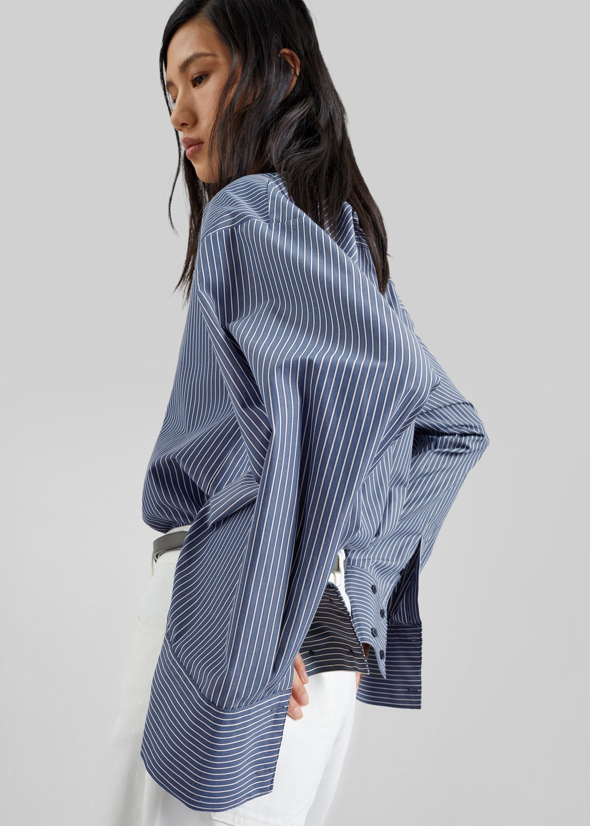 Menton Oversized Shirt - Navy/White Stripe - 8