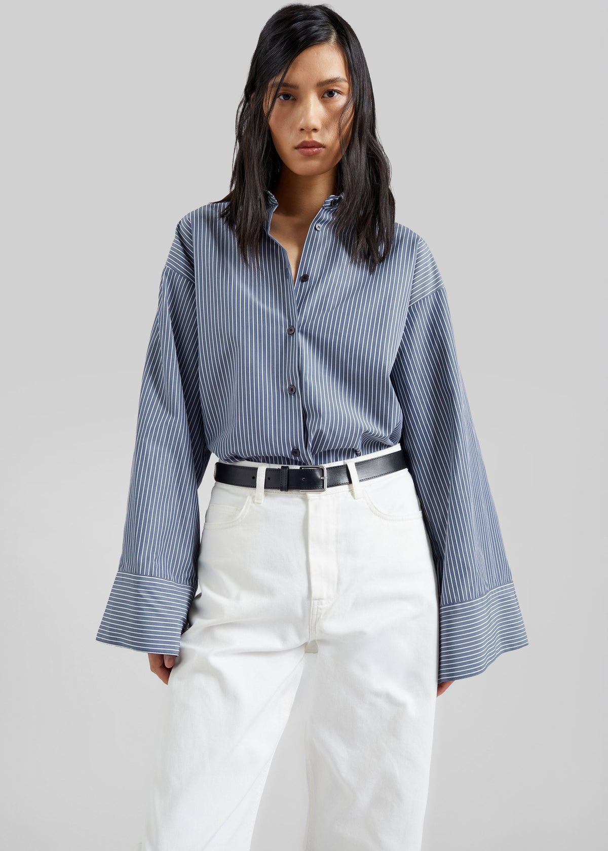 Menton Oversized Shirt - Navy/White Stripe - 6