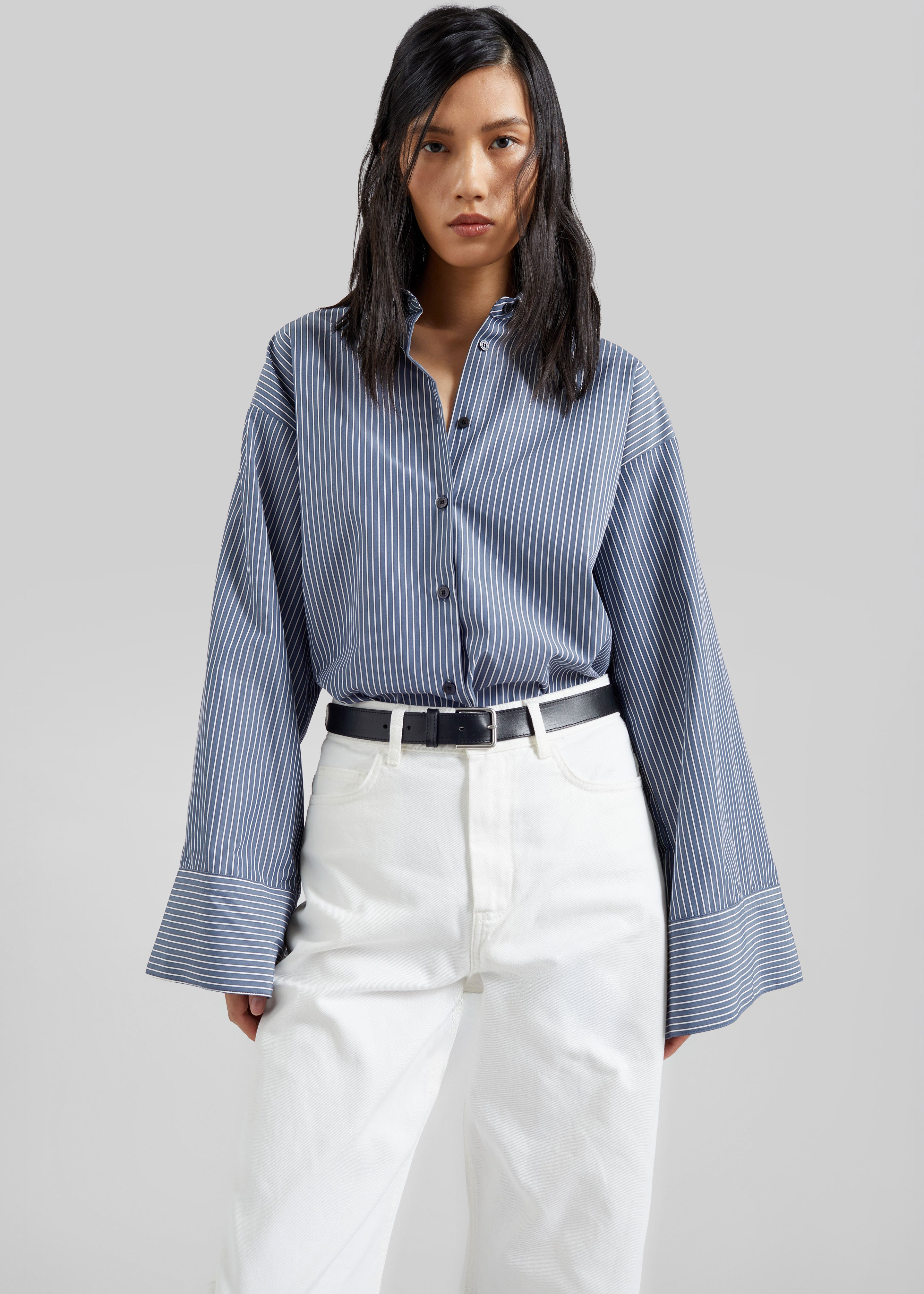 Menton Oversized Shirt - Navy/White Stripe - 6