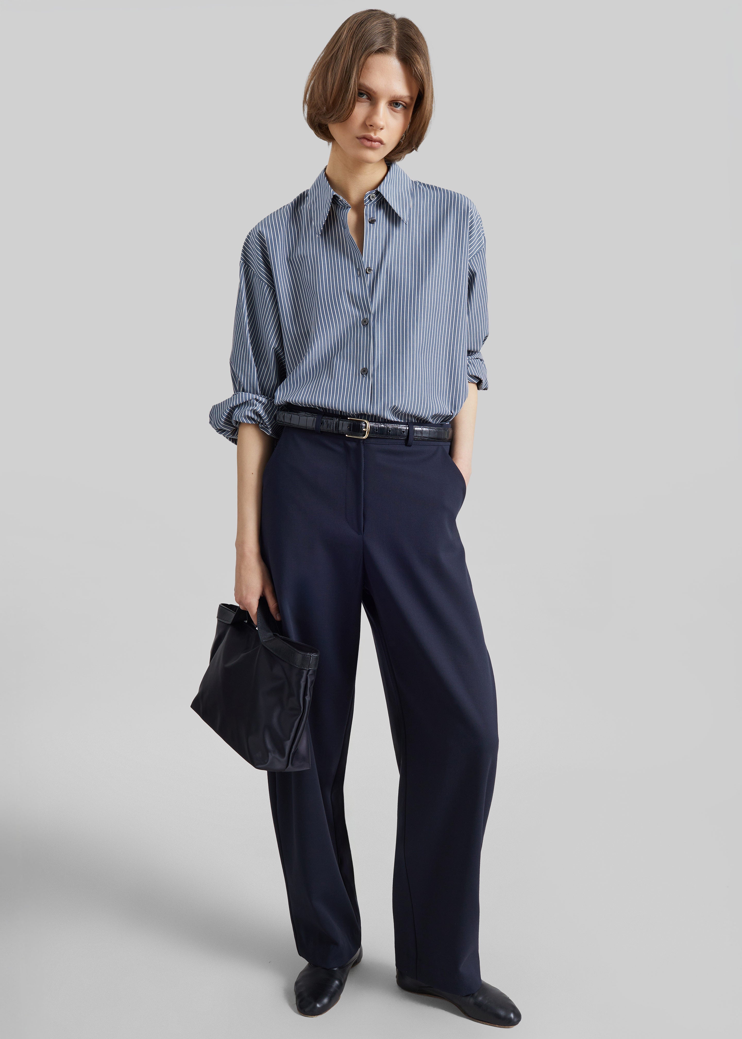 Menton Oversized Shirt - Navy/White Stripe - 3