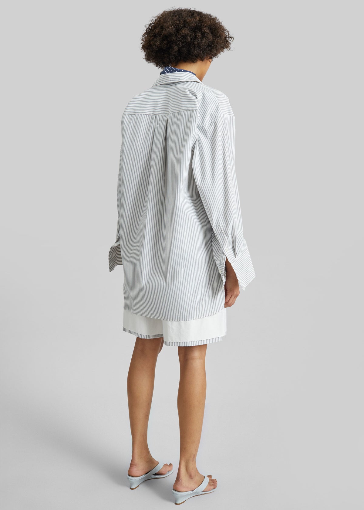 Menton Oversized Shirt - White/Blue Stripe - 5