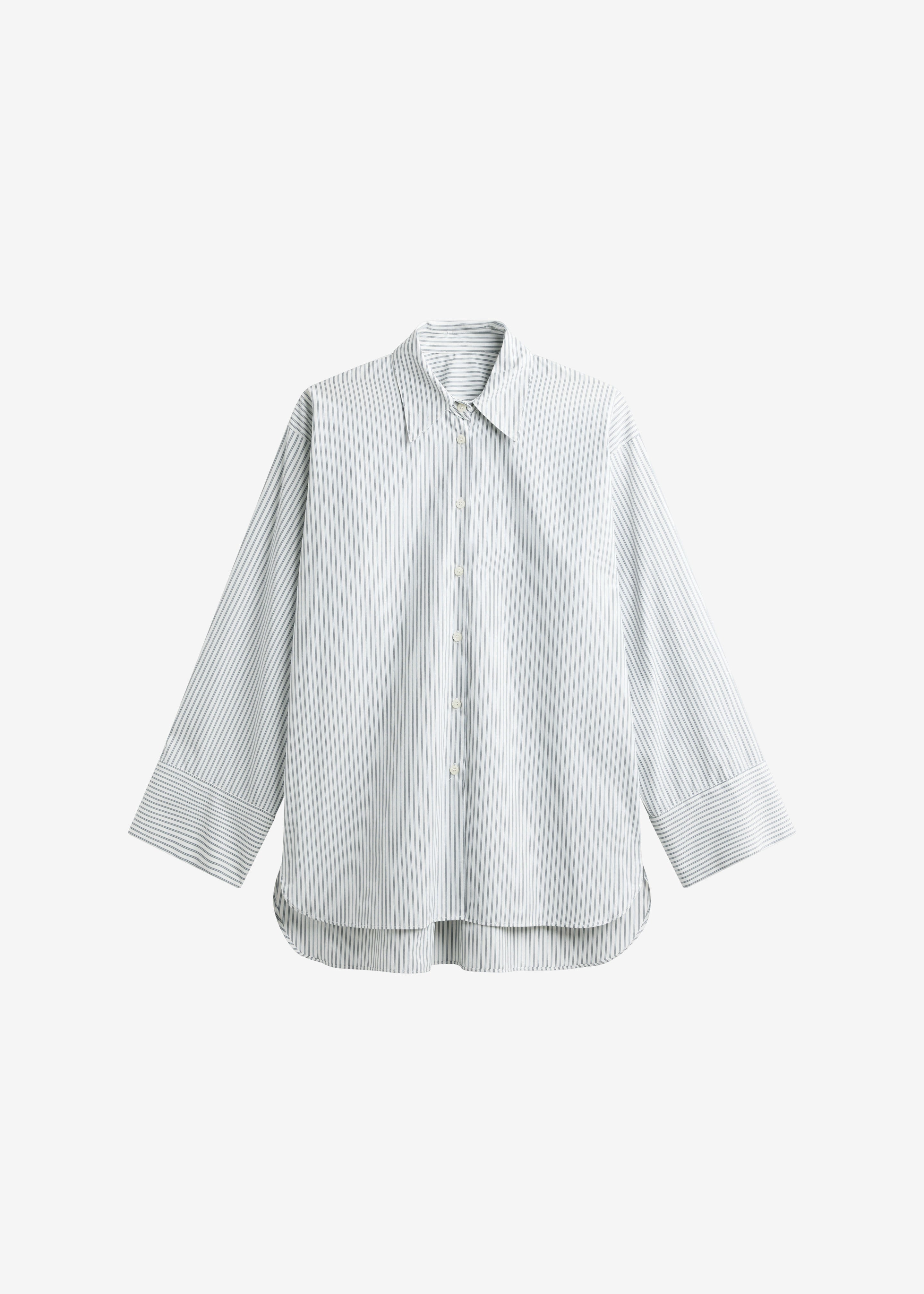 Menton Oversized Shirt - White/Blue Stripe - 7