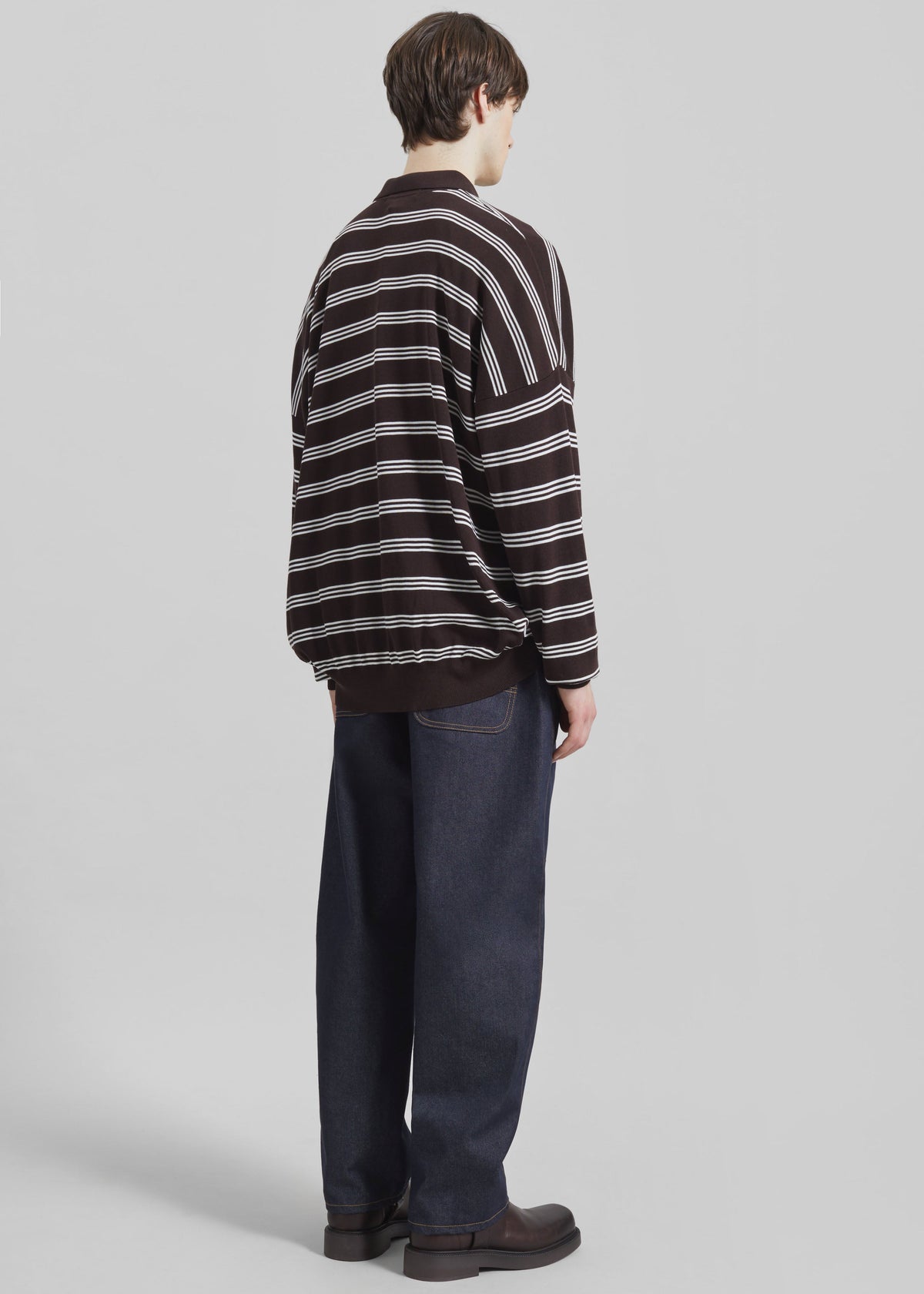 Meriel Polo Sweater - Brown/White Stripe - 6