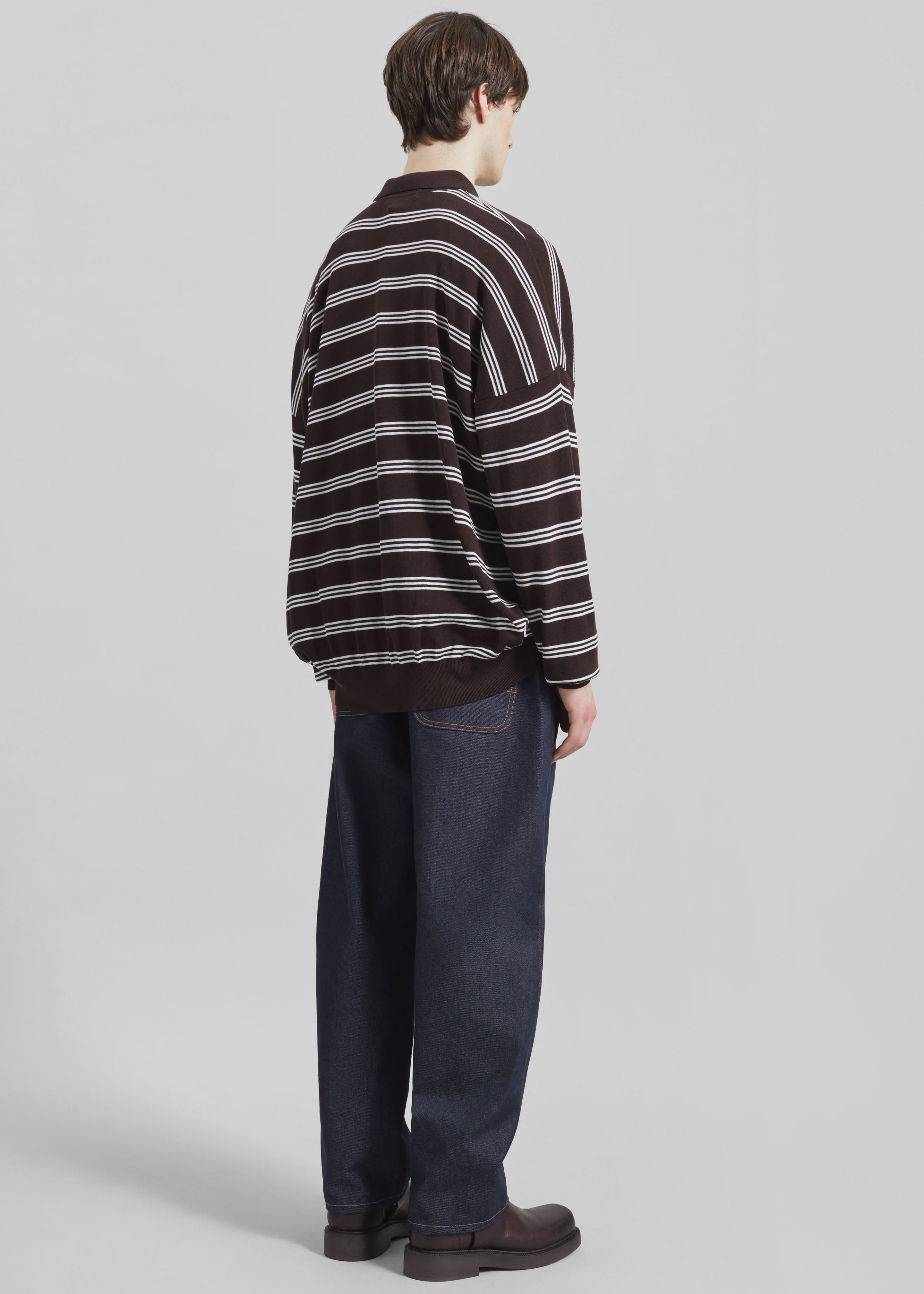Meriel Polo Sweater - Brown/White Stripe - 6