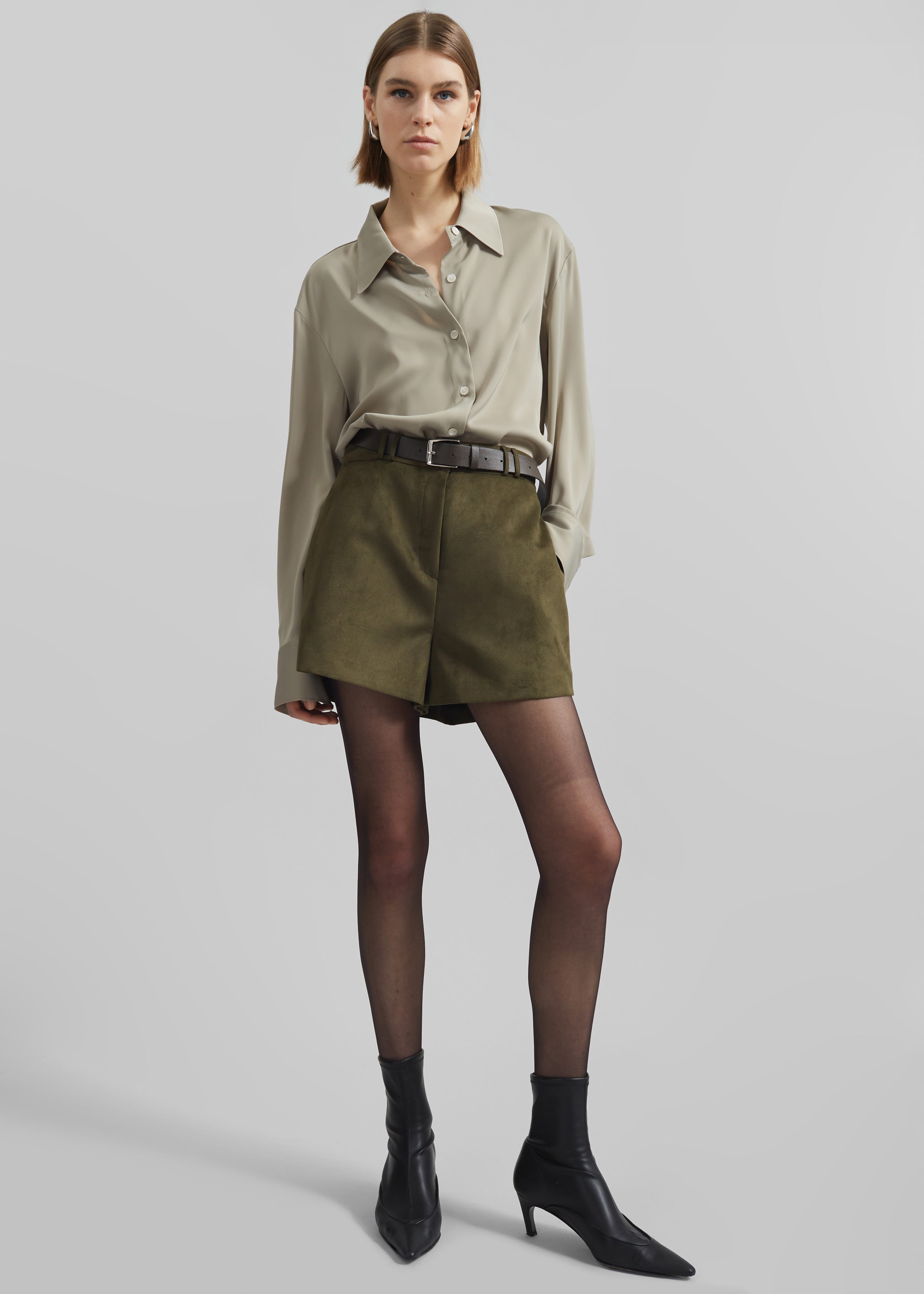 Merida Faux Suede Shorts - Khaki - 9